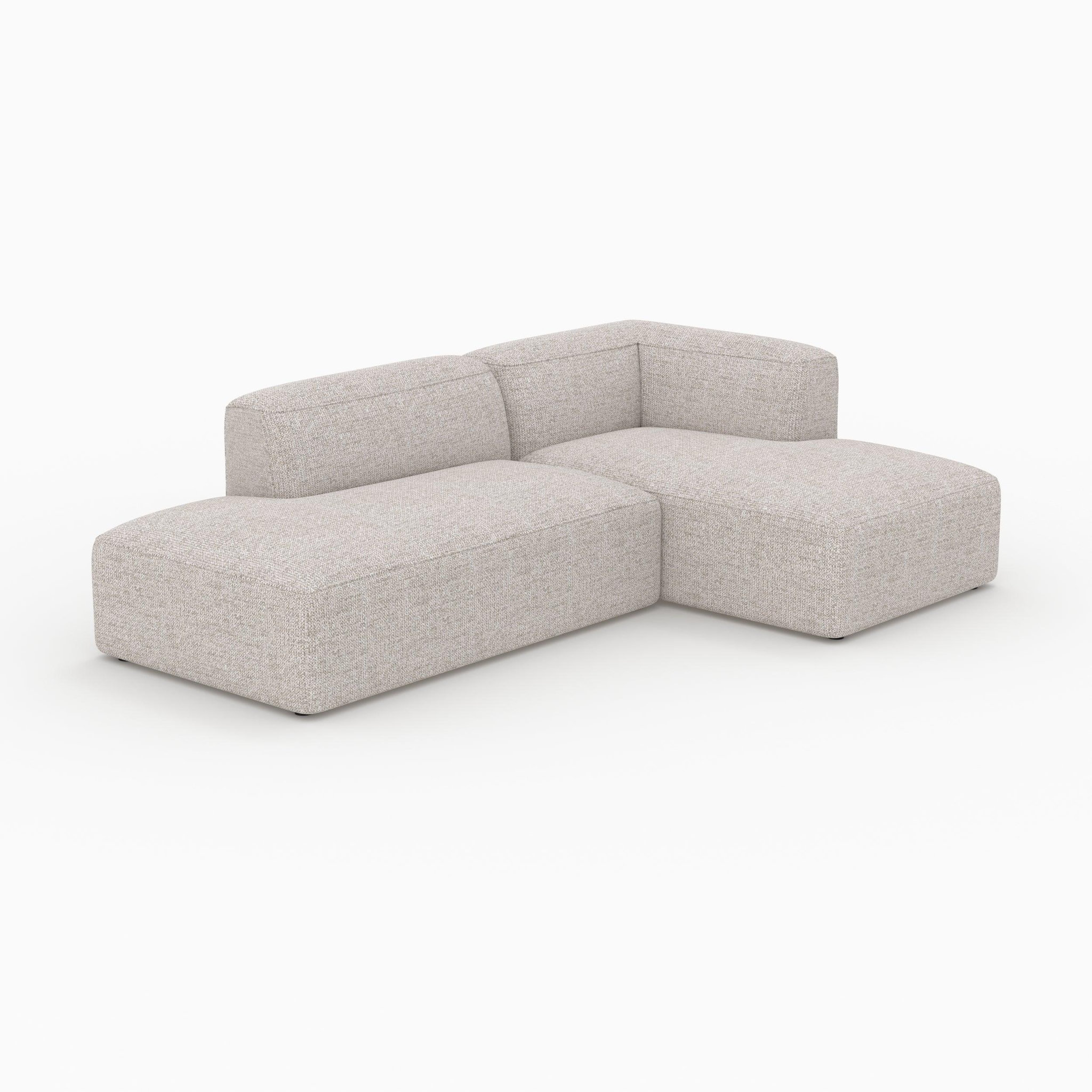 Voir la diapositive 3 : MAISON PAVANE Canapé d'angle droit modulable en tissu beige 4 places-hestia
