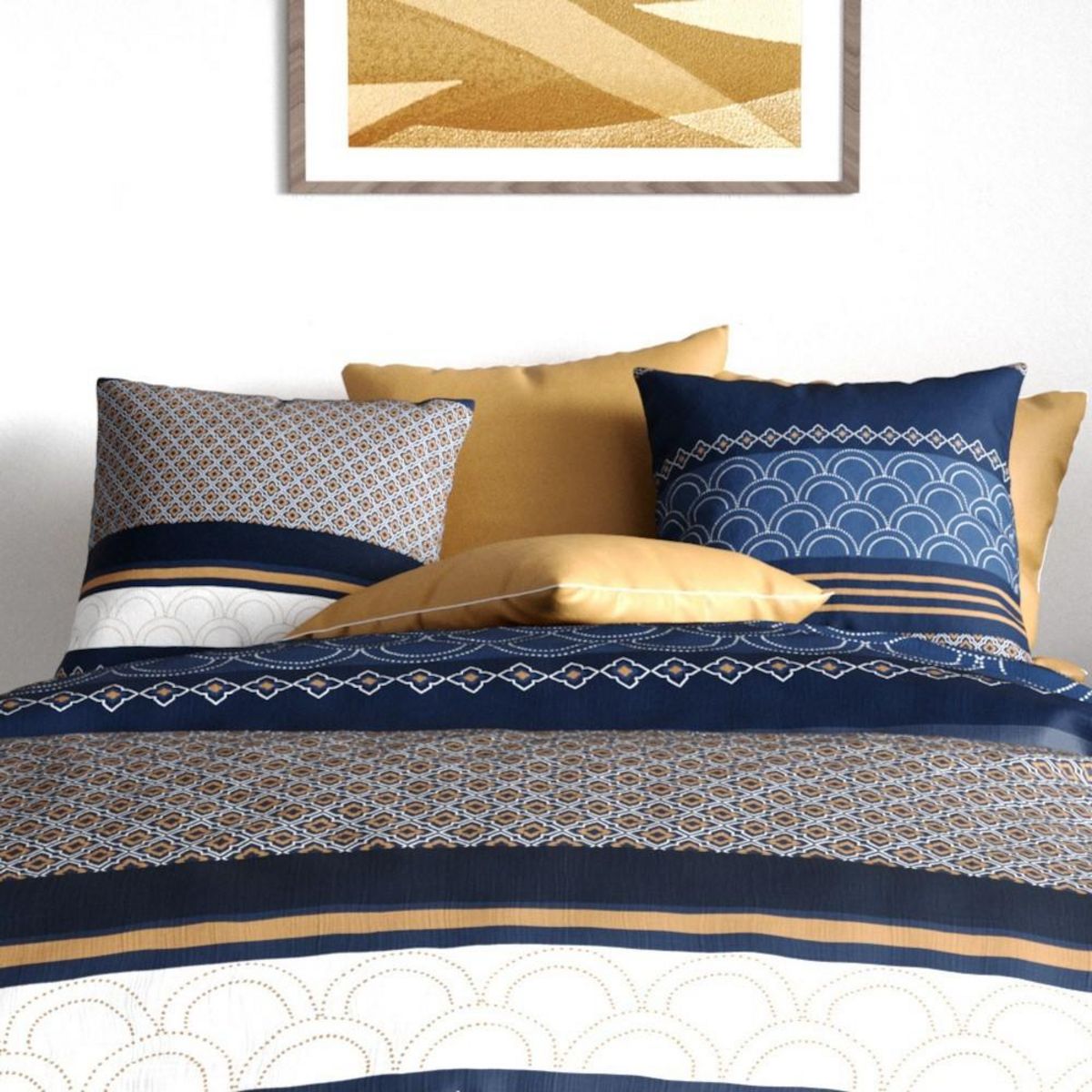 ATELIER DU COTON Housse de couette 240x220 KALYPSO + 2 taies coton 57 fils