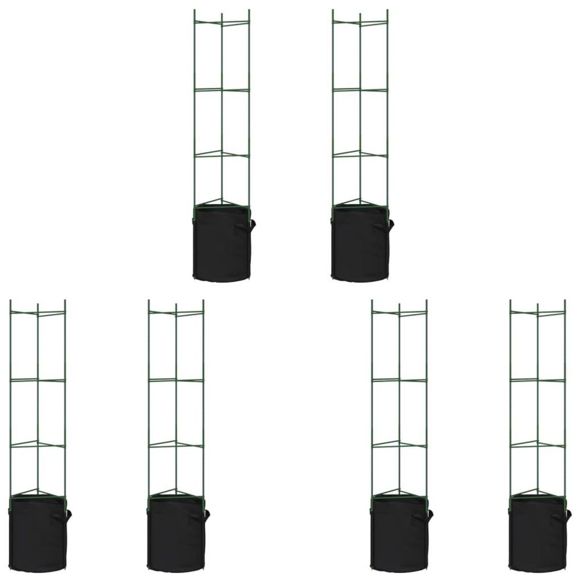 VIDAXL Cages a tomates avec sacs a plantes 6 pcs 154 cm acier et PP