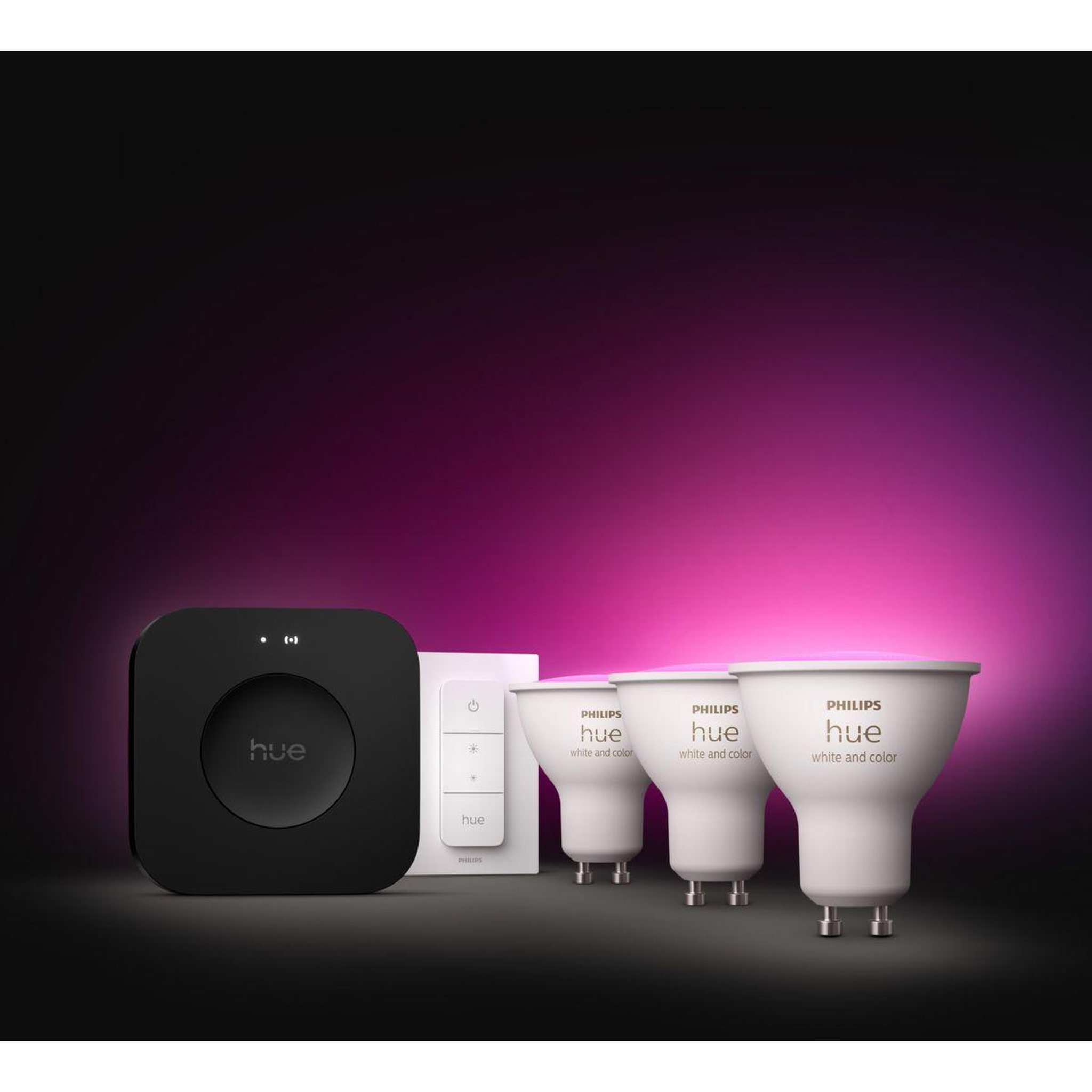Voir la diapositive 2 : PHILIPS HUE Pack 3/gu10 white&color ambiance+pontv2+tlc
