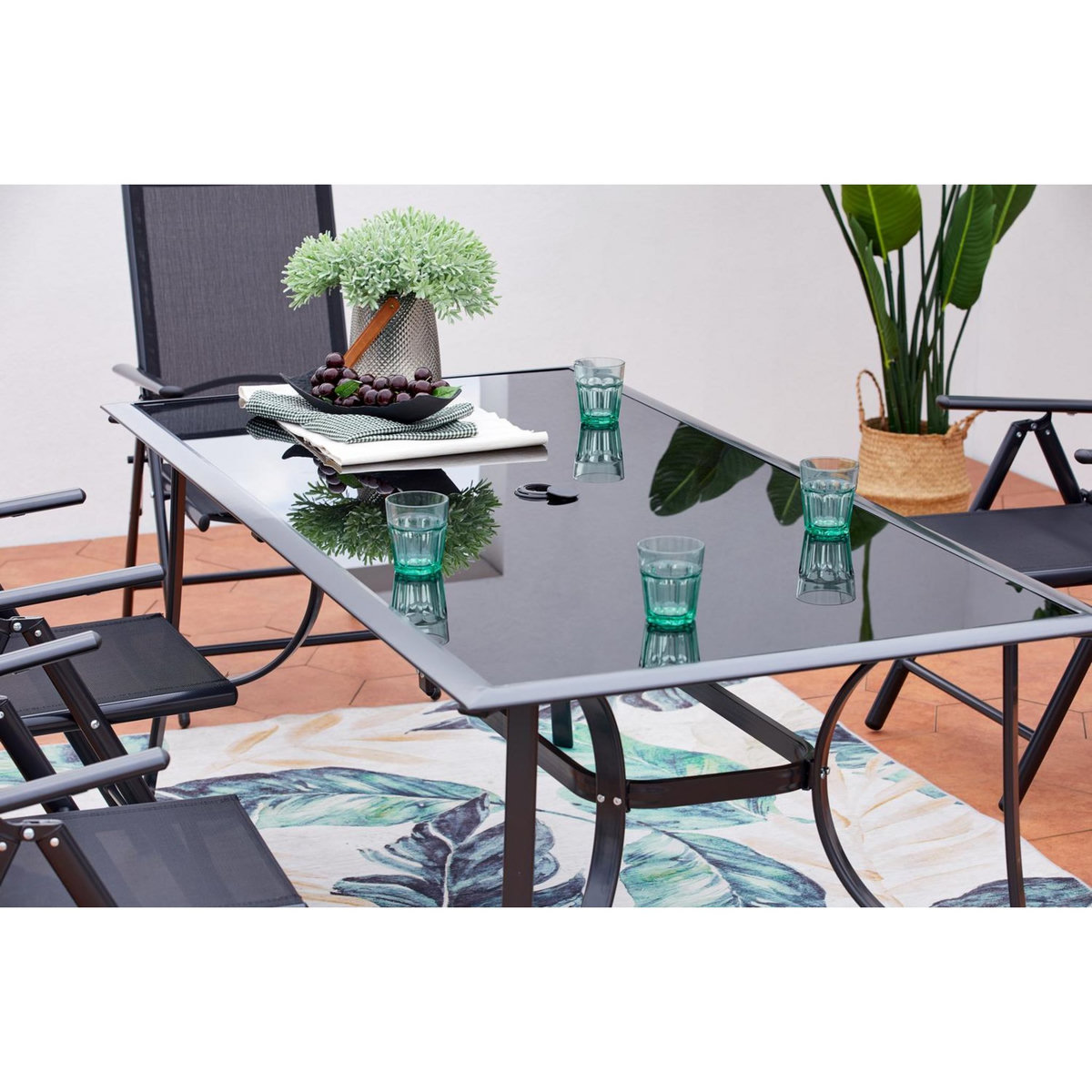CONCEPT USINE Table de jardin et 6 chaises en aluminium RIMINI
