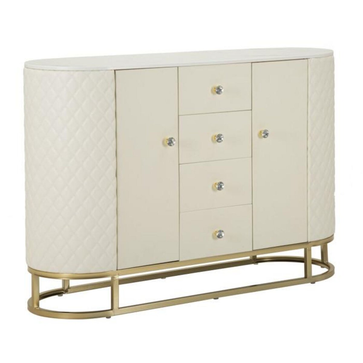 Paris Prix Buffet Design Effet Marbre  Sharon  120cm Blanc & Or