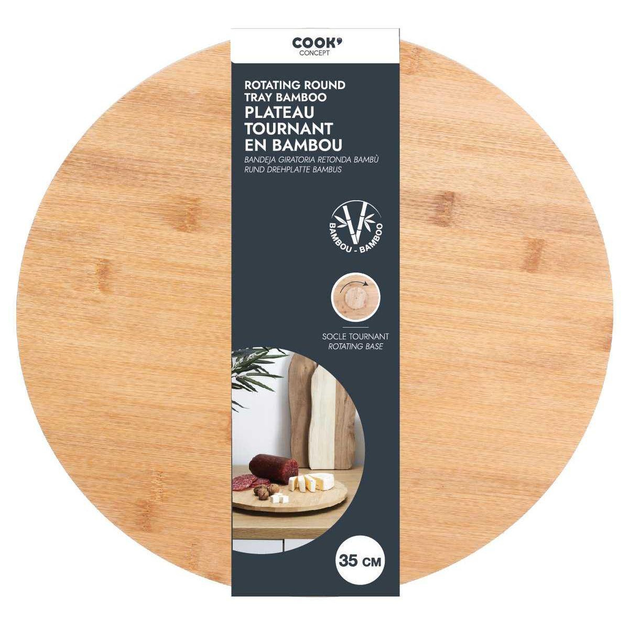 Voir la diapositive 4 : COOK CONCEPT Plateau rond tournant en bambou m12 - 35cm