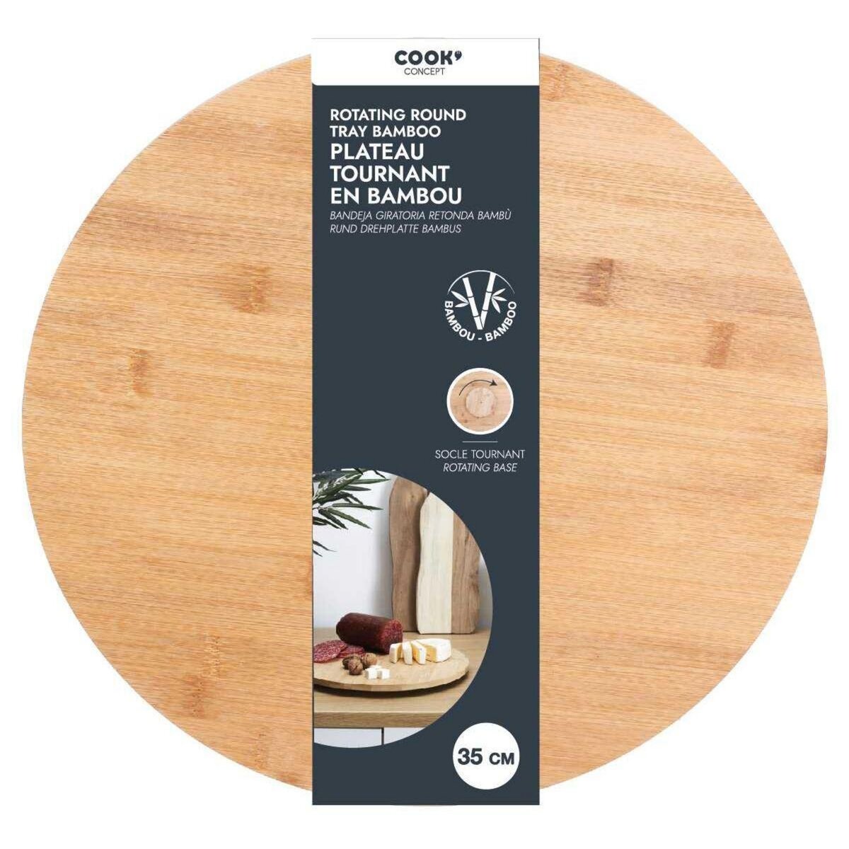 COOK CONCEPT Plateau rond tournant en bambou M12 - 35cm