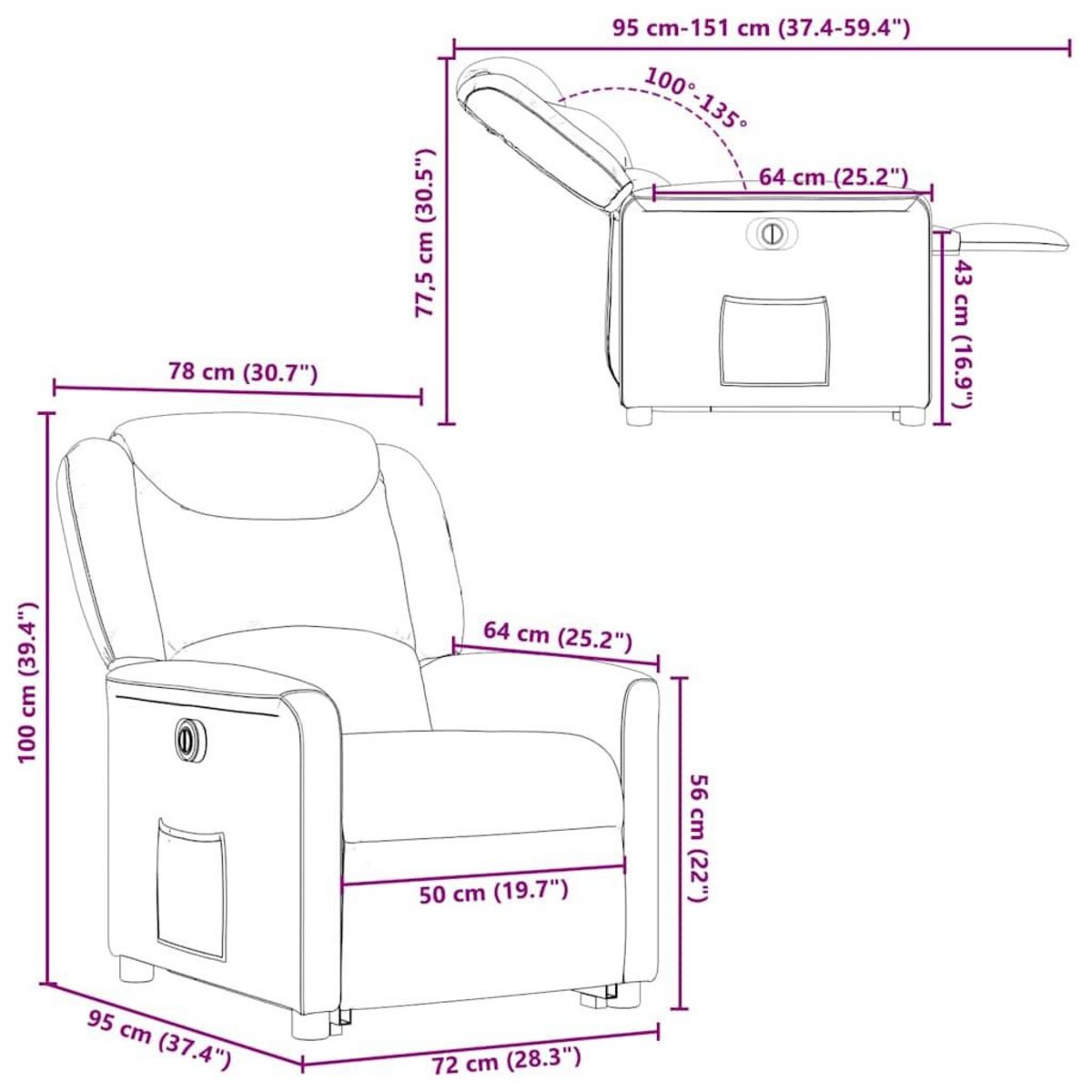 VIDAXL Fauteuil inclinable electrique taupe tissu