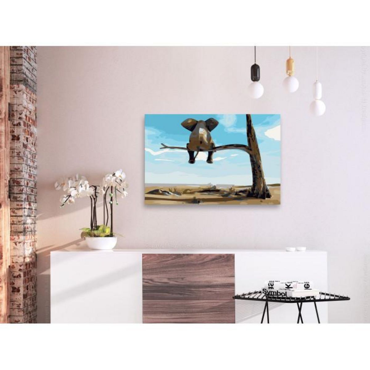 Paris Prix Tableau à Peindre Soi-Même  Éléphant sur Arbre  40x60cm