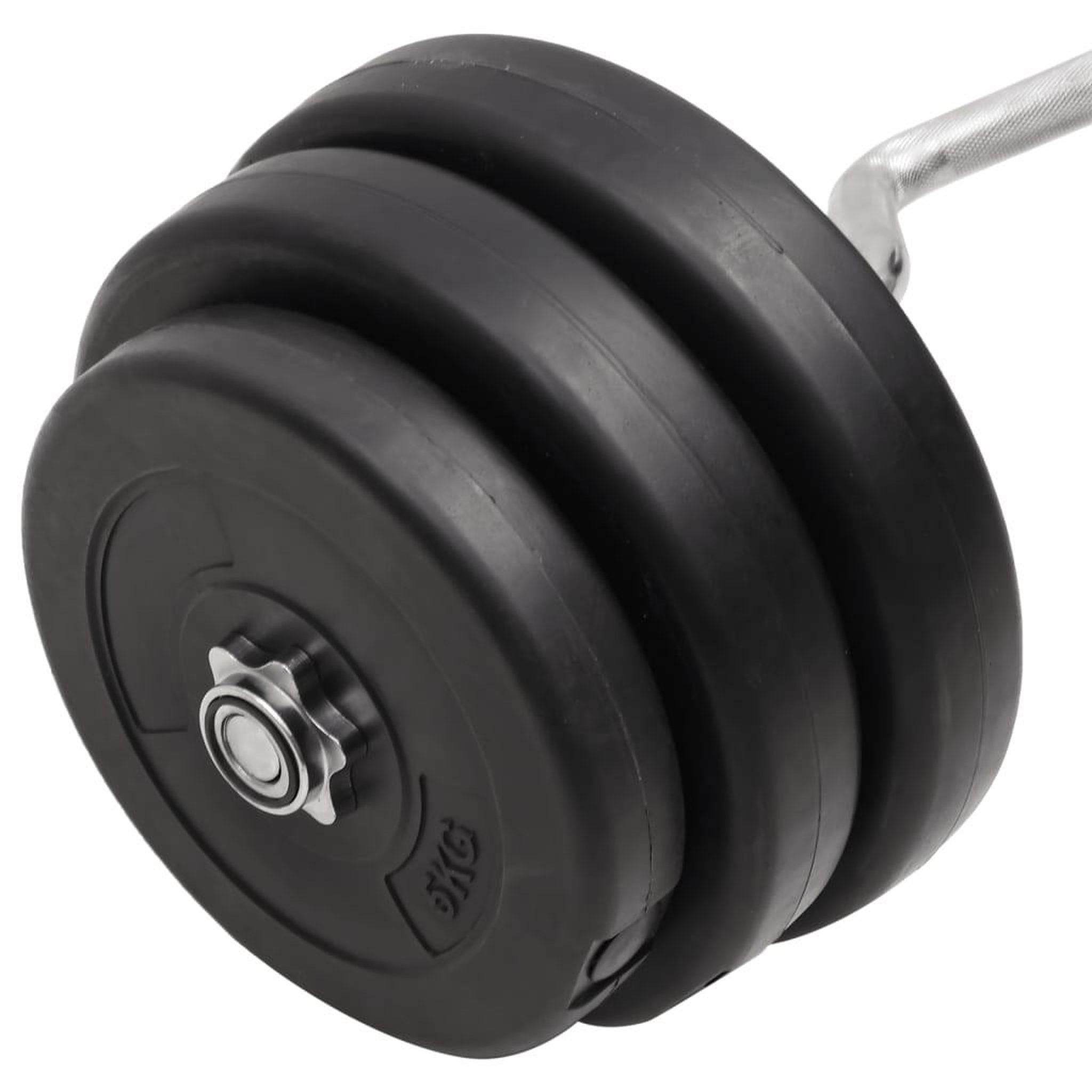 Voir la diapositive 5 : VIDAXL Barre d'halteres ondulee avec plaques 90 kg