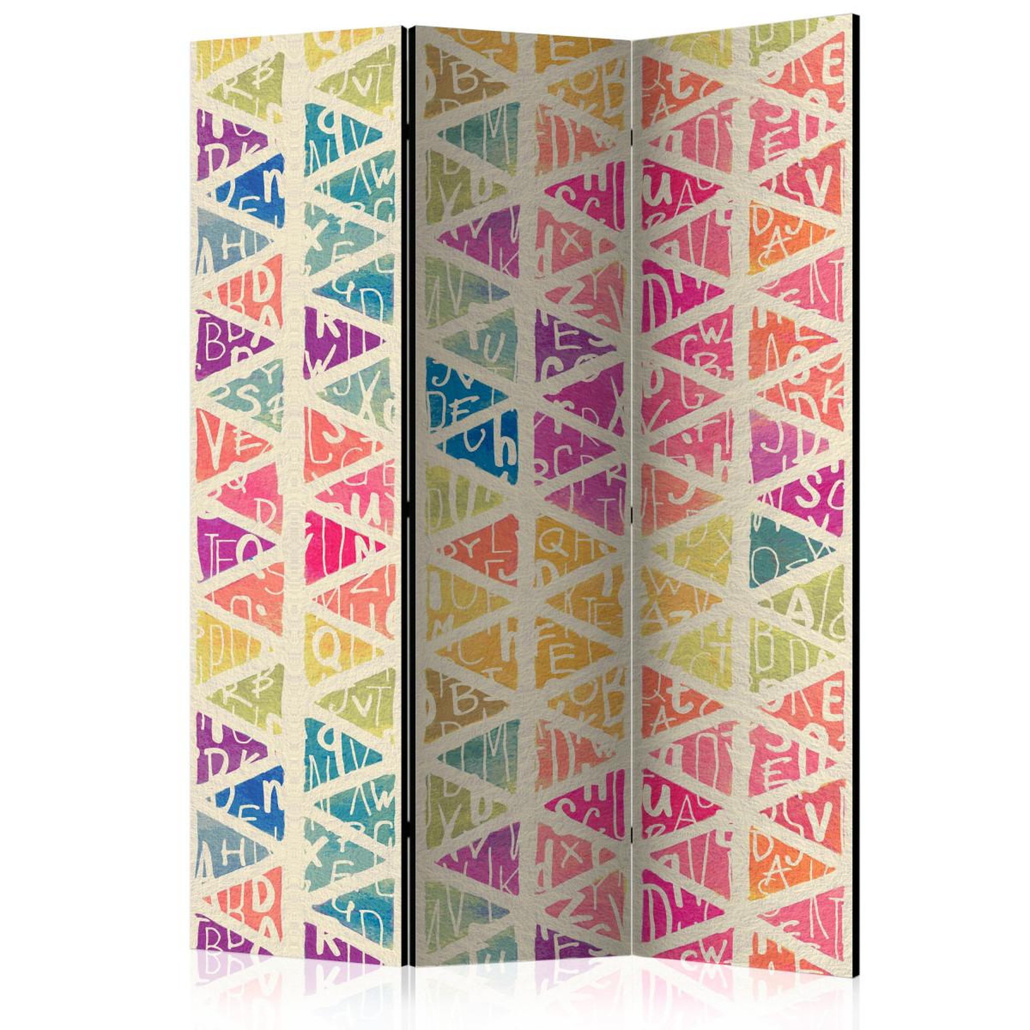 Paris Prix Paravent 3 volets  letters nad triangles  135x172cm