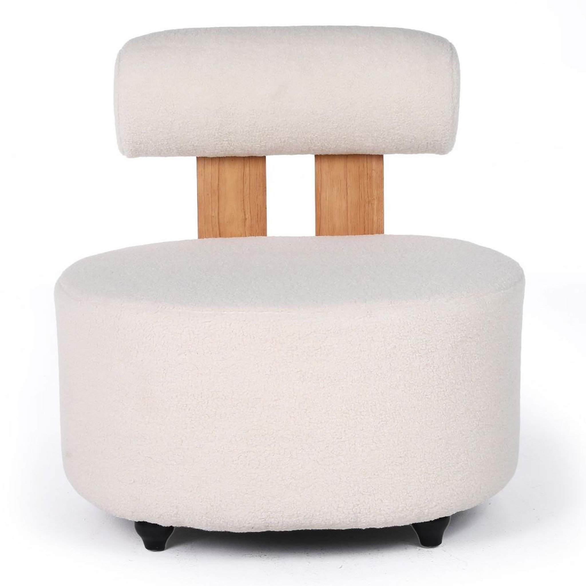 Voir la diapositive 2 : Paris Prix Fauteuil design en tissu bouclette  jasper  73cm beige & naturel