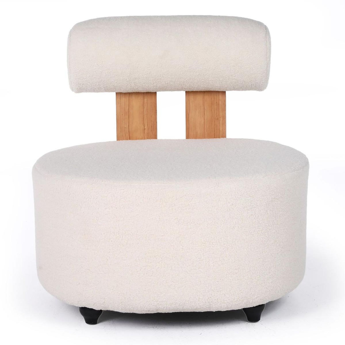 Paris Prix Fauteuil Design en Tissu Bouclette  Jasper  73cm Beige & Naturel