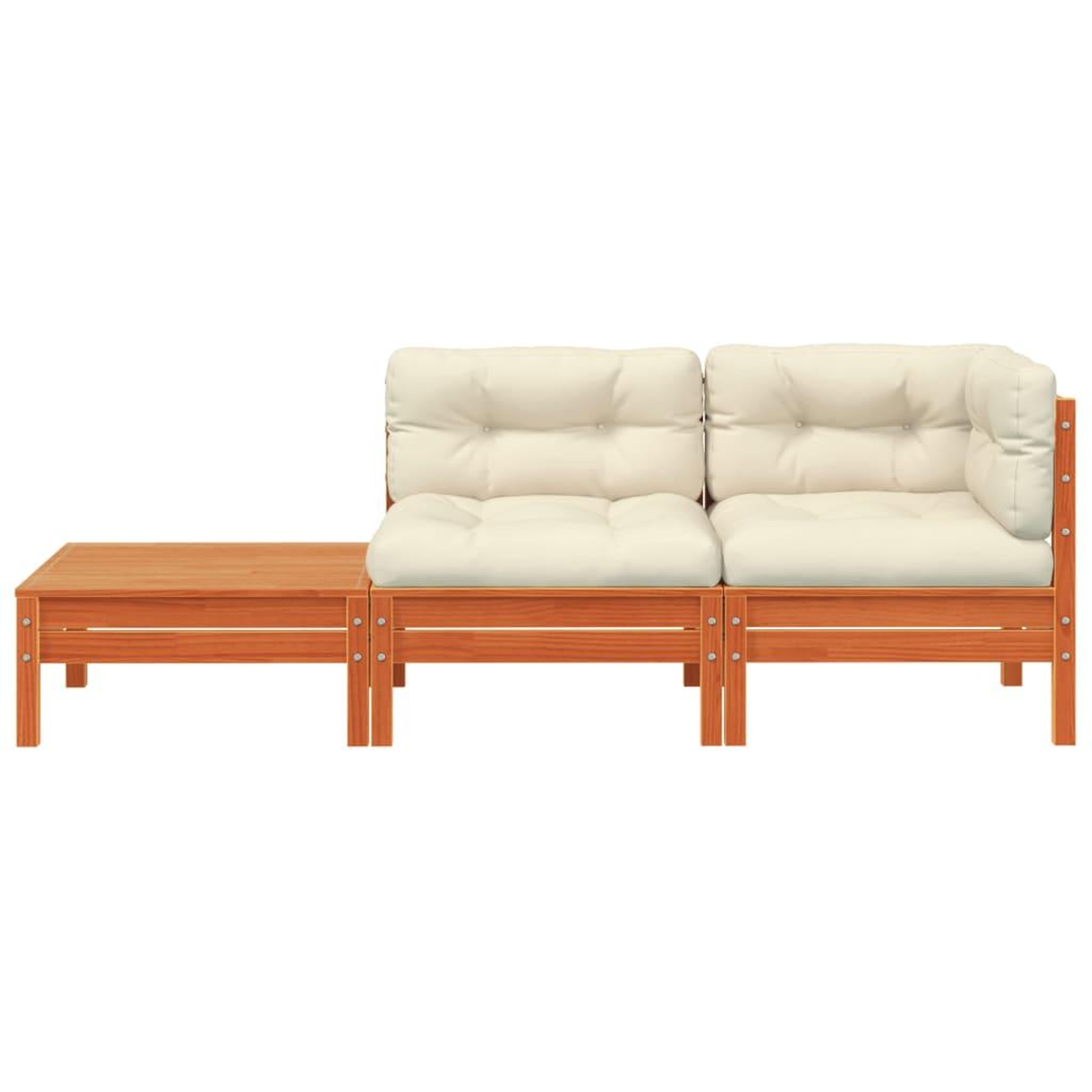 Voir la diapositive 5 : VIDAXL Canape de jardin avec coussins et repose-pied bois pin massif