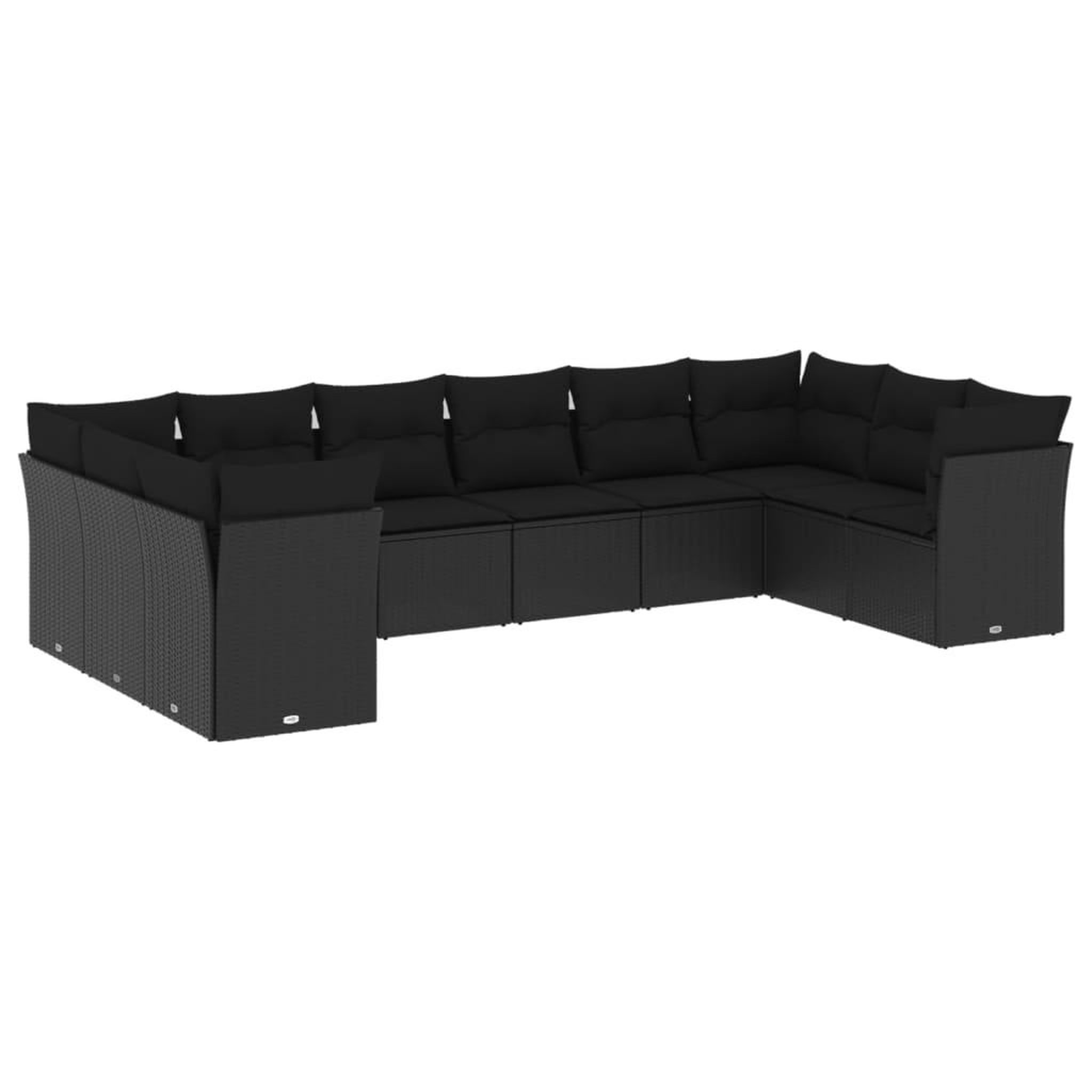 Voir la diapositive 2 : VIDAXL Salon de jardin 10 pcs avec coussins noir resine tressee