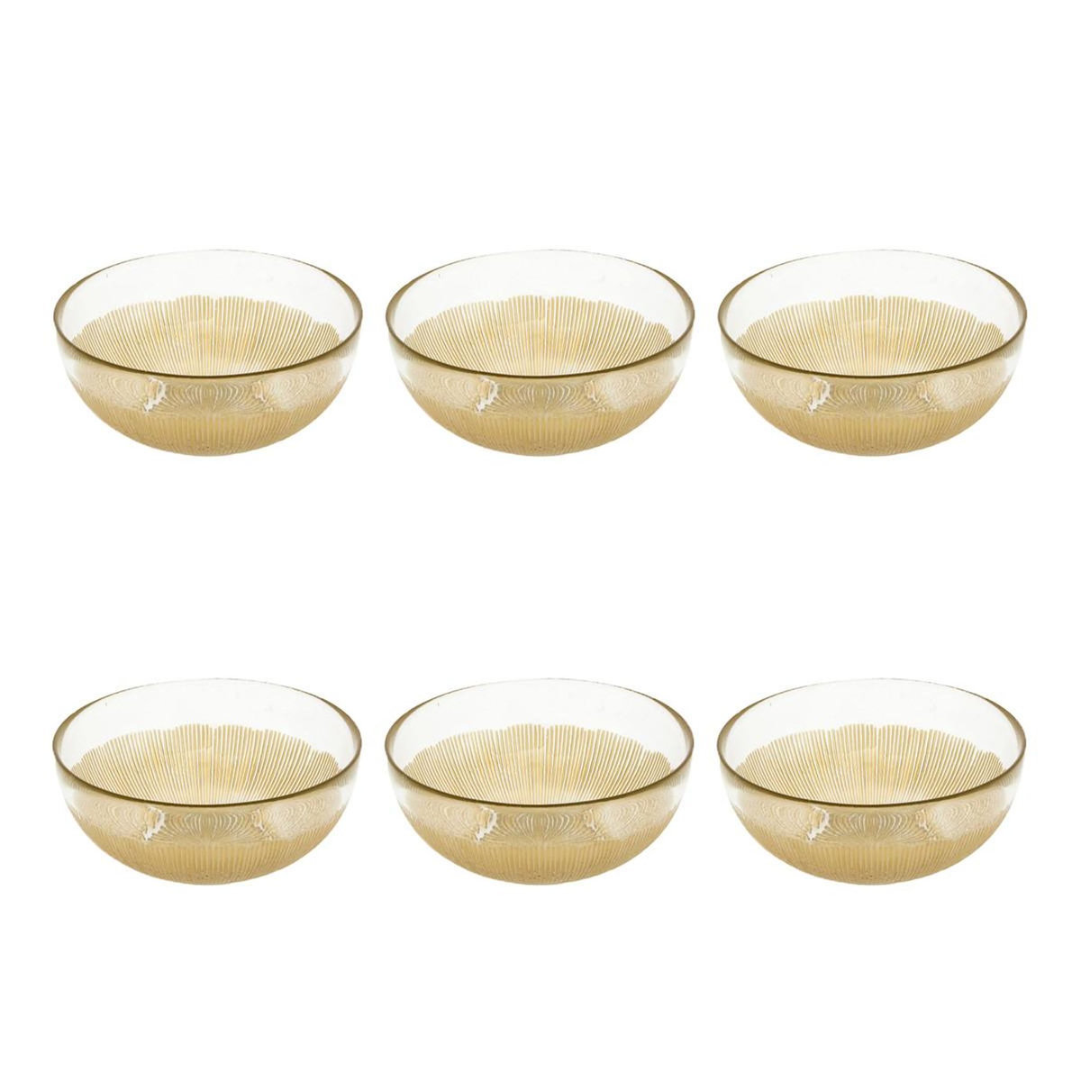 SECRET DE GOURMET Lot de 6 Coupelles en Verre  Celeste  15cm Doré