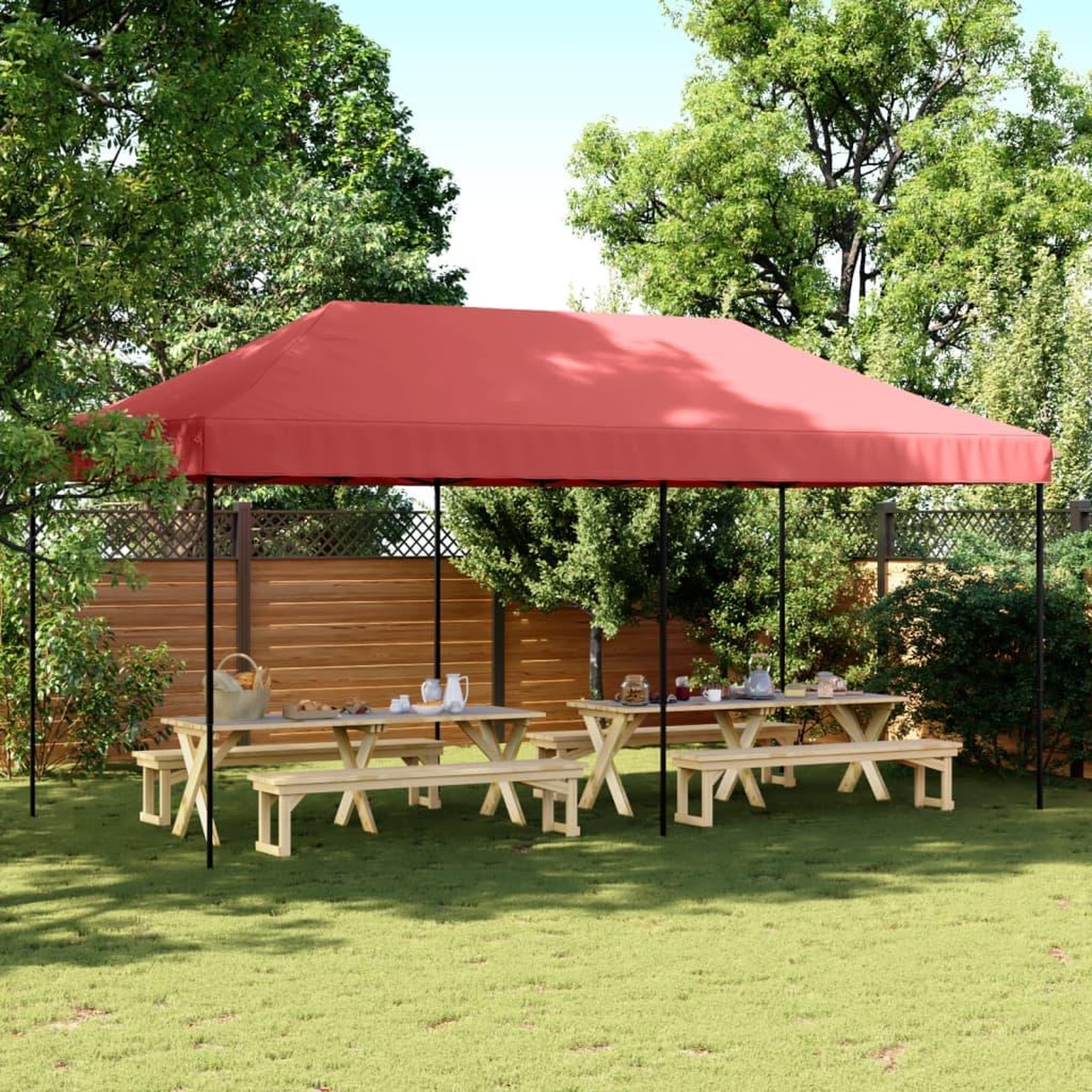 VIDAXL Tente de reception pliable escamotable bordeaux 580x292x315 cm