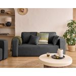 BEST MOBILIER Topaze - canapé droit 2 places - en tissu bouclette. Coloris disponibles : Gris, Marron, Beige, Vert, Orange