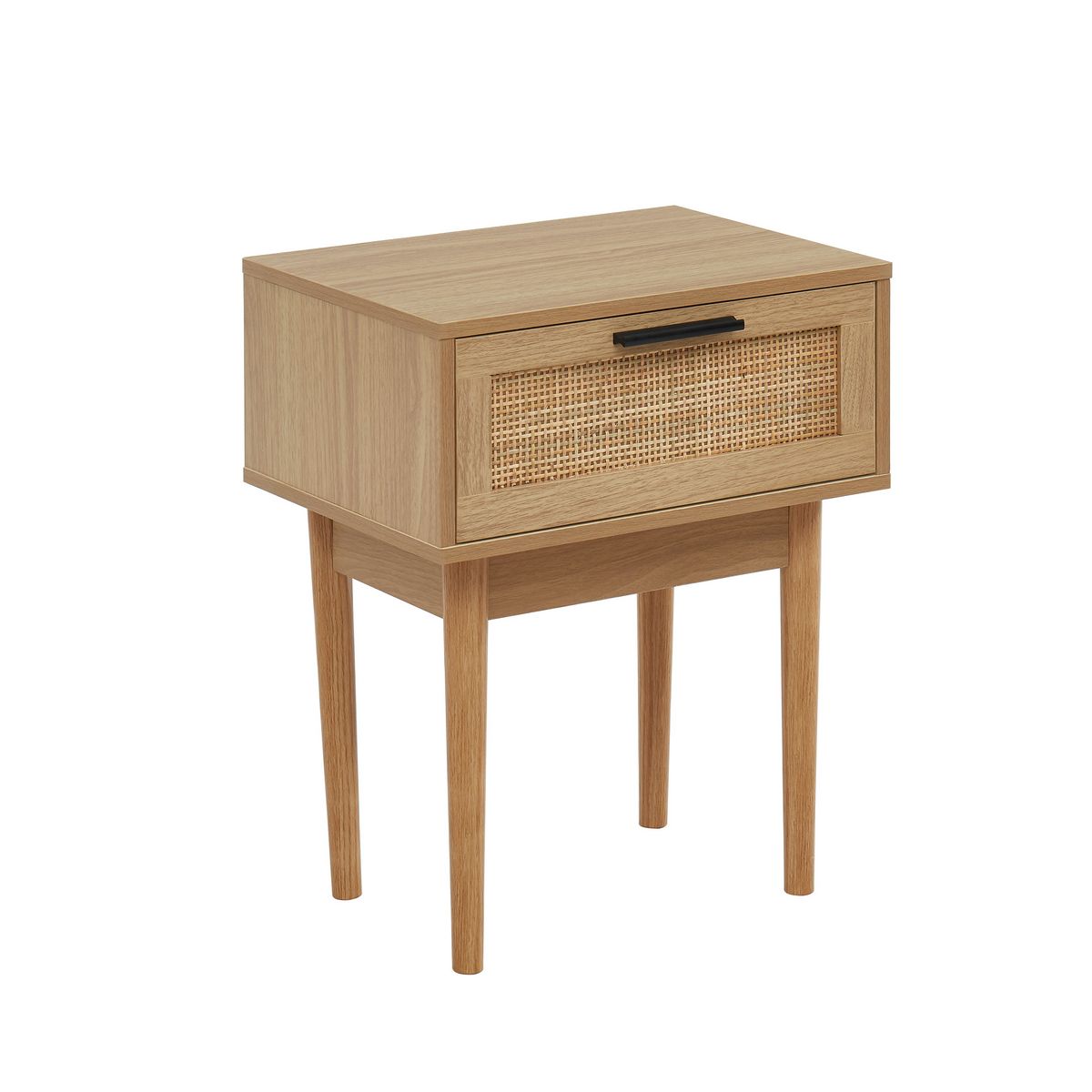 Table de chevet cannage 1 tiroir pieds bois massif L40cm AMANDINE