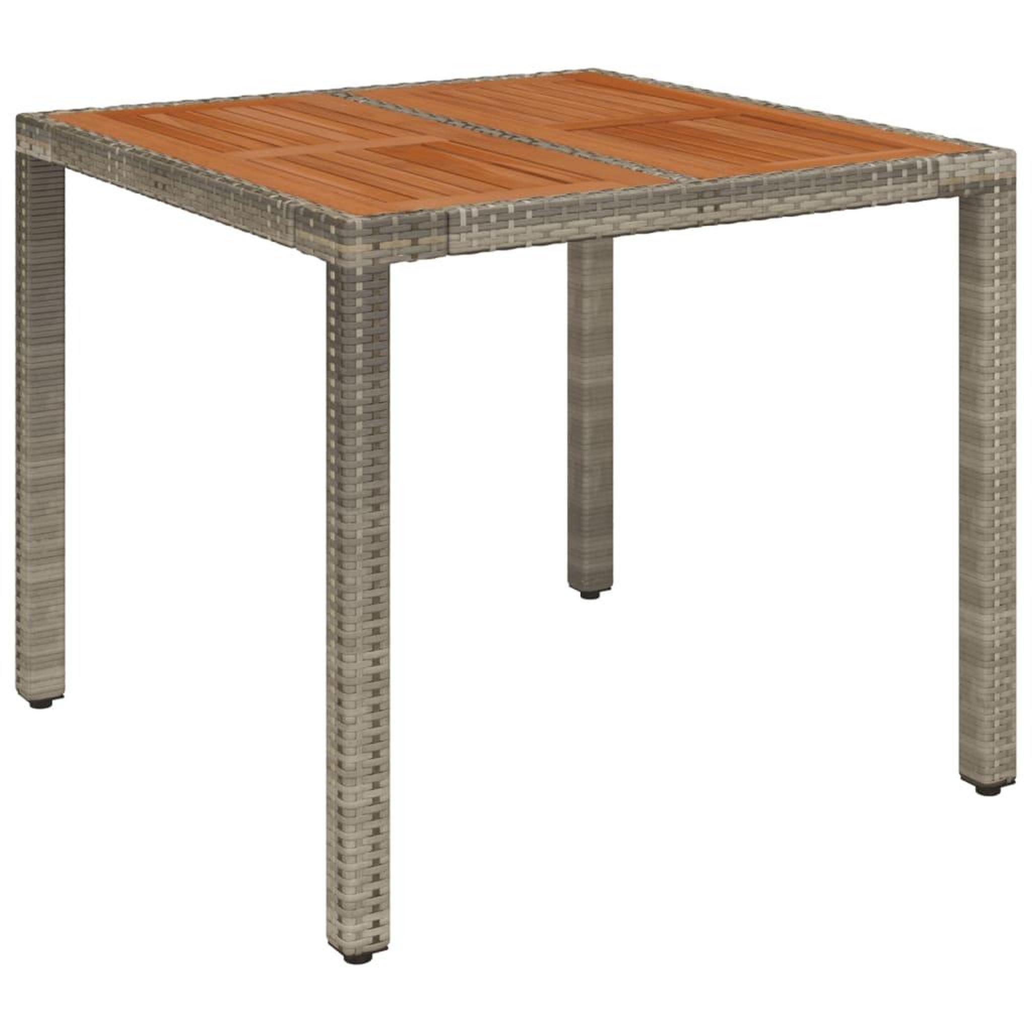 Voir la diapositive 2 : VIDAXL Table de jardin dessus en bois Gris 90x90x75 cm Resine tressee