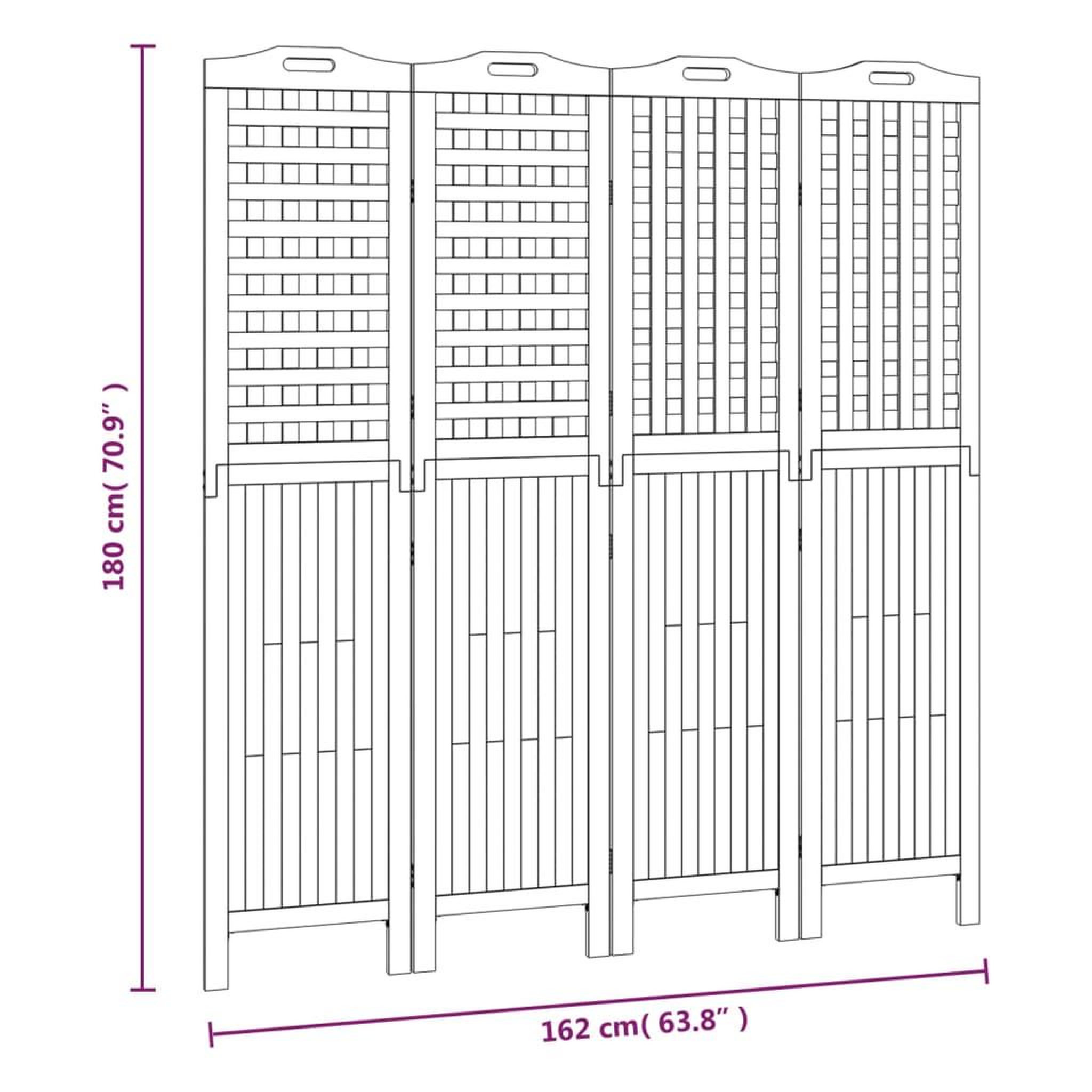 Voir la diapositive 6 : VIDAXL Cloison de separation 4 panneaux 162x2x180 cm Bois d'acacia