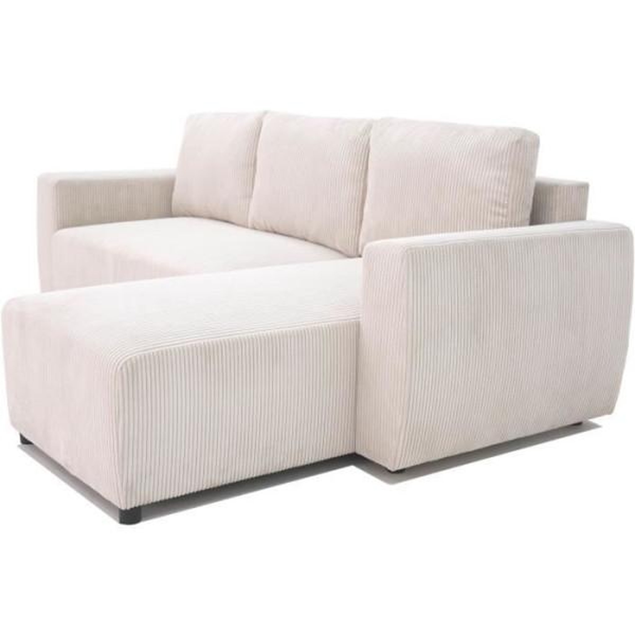 Voir la diapositive 6 : MARKET24 Canapé d'angle convertible réversible 3-4 places PHARELL - Velours côtelé beige - Coffre de rangement - L 230x P 155 x H 95