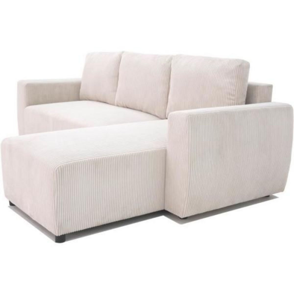 MARKET24 Canapé d'angle convertible réversible 3-4 places PHARELL - Velours côtelé beige - Coffre de rangement - L 230x P 155 x H 95