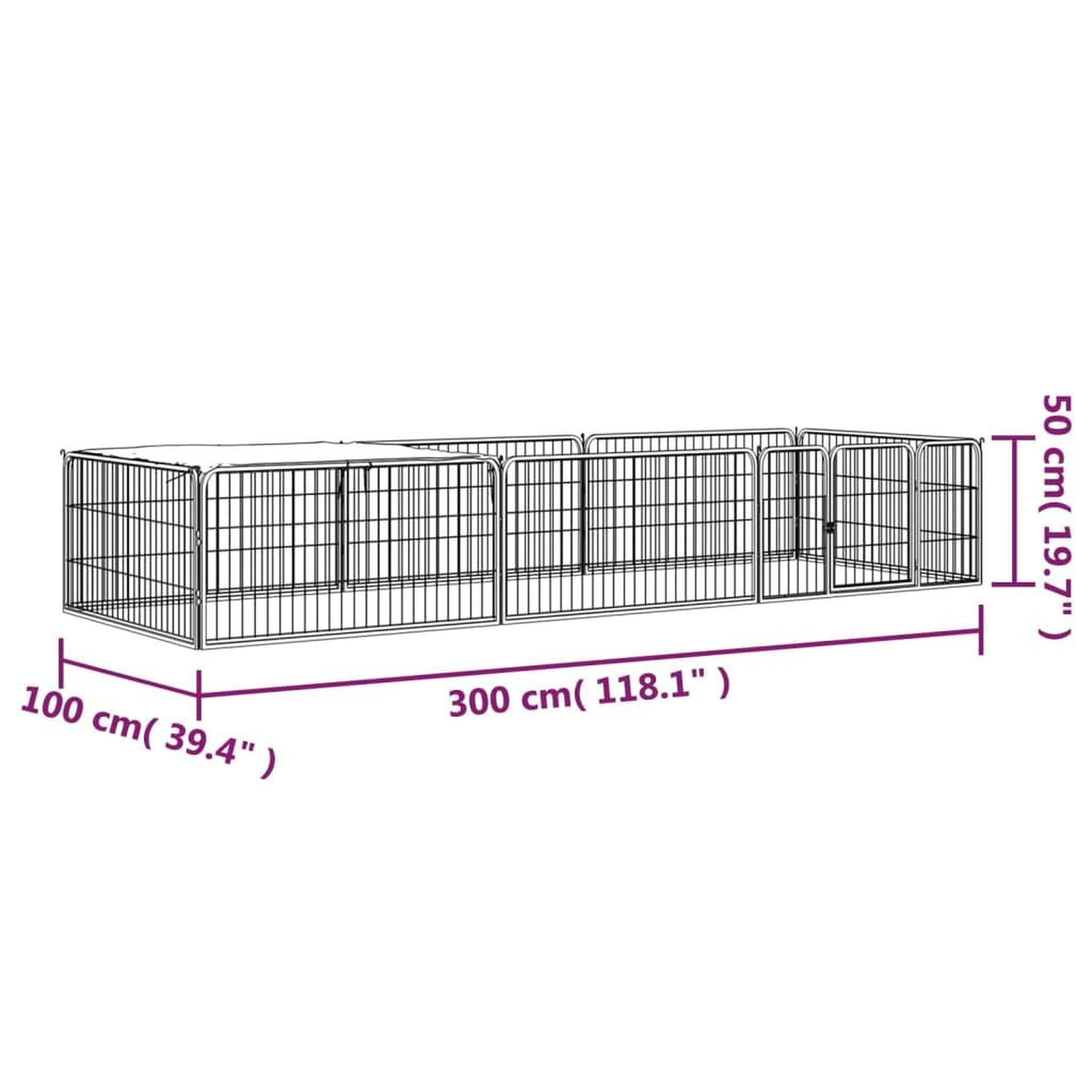 Voir la diapositive 6 : VIDAXL Parc pour chien 8 panneaux Noir 100x50cm Acier enduit de poudre