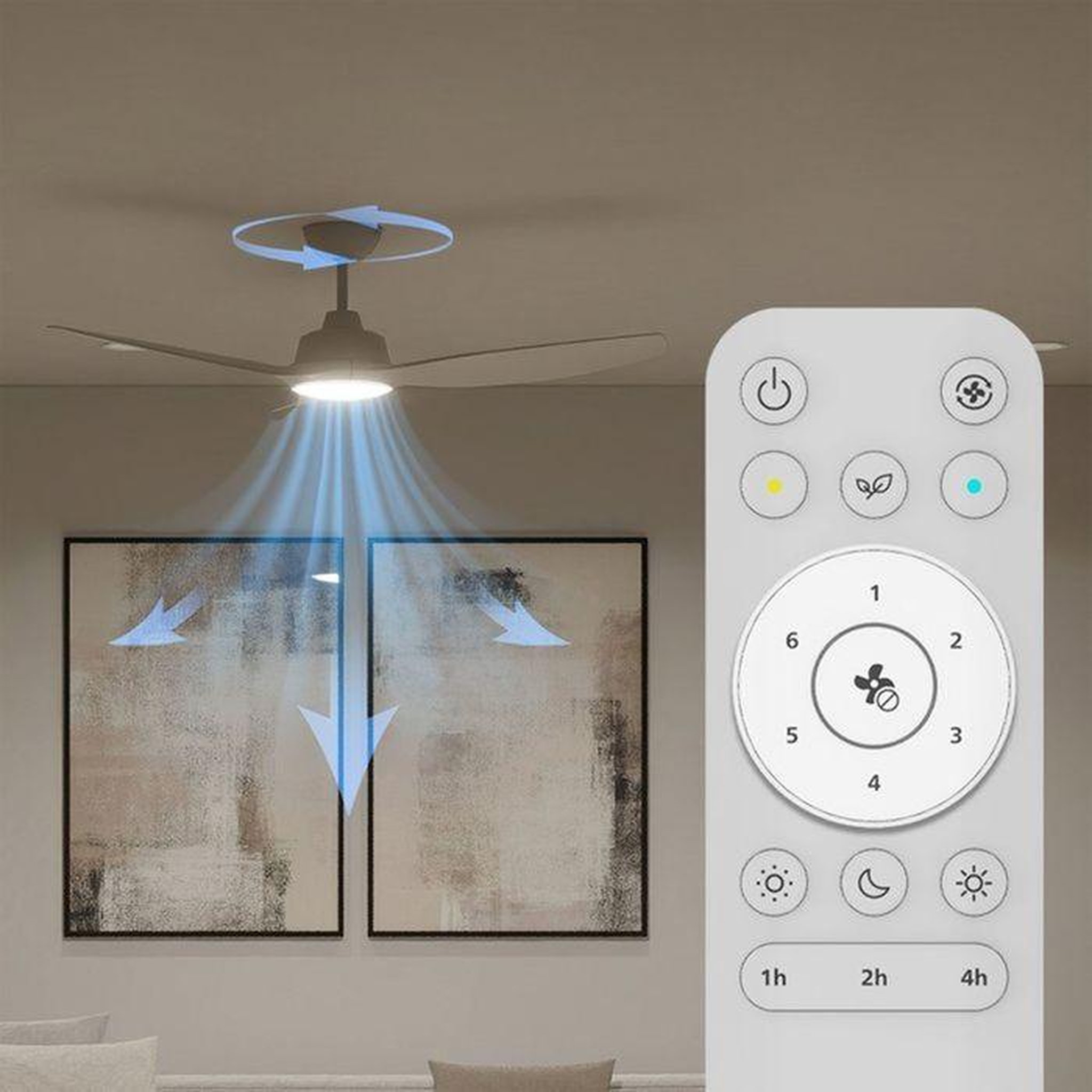 Voir la diapositive 3 : Philips Ventilateur de plafond - Philips - Pales fixes - Lumiere blanche réglable -Blanc/Blanc - télécommande incluse
