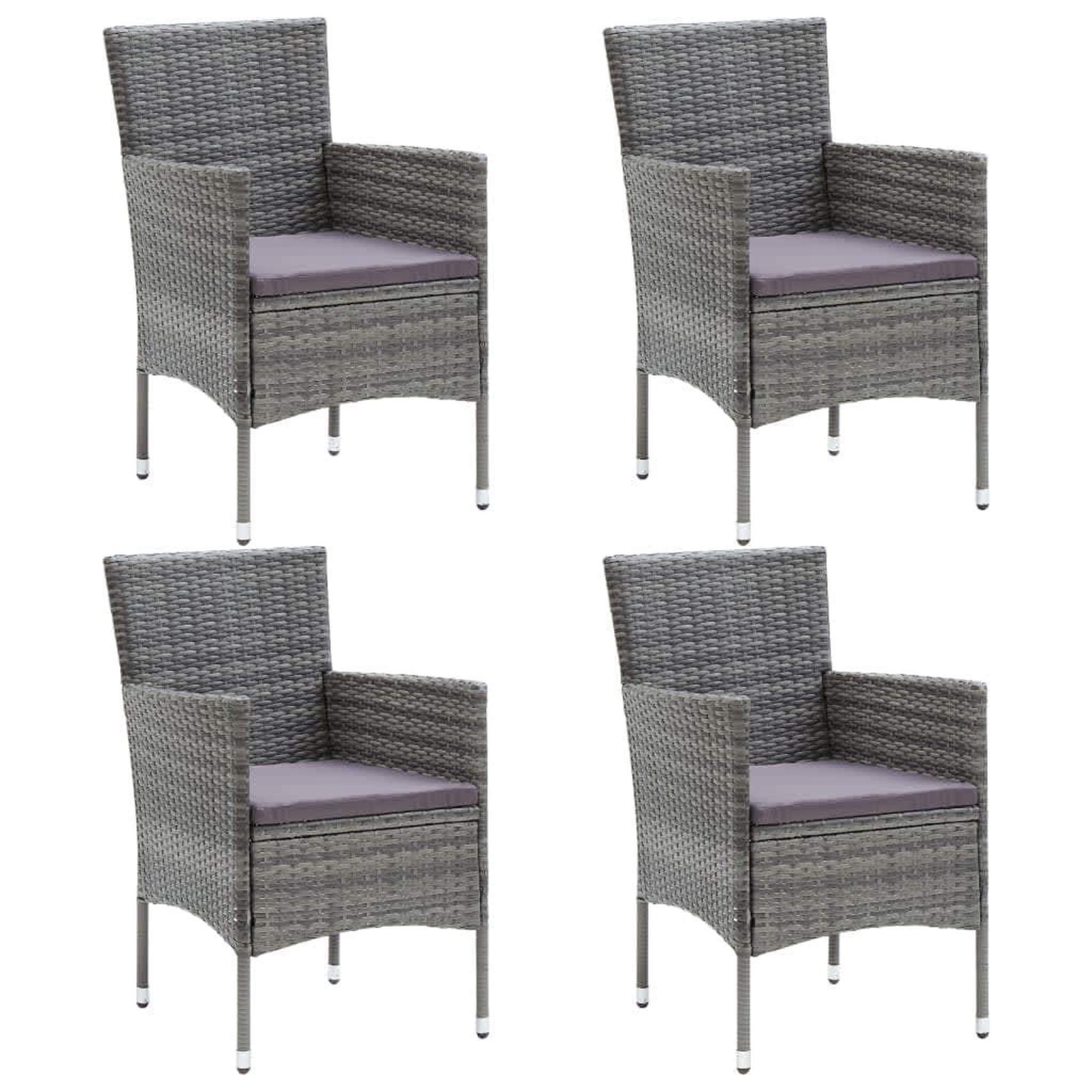 Voir la diapositive 3 : VIDAXL Ensemble a manger de jardin coussins 5pcs Resine tressee Gris