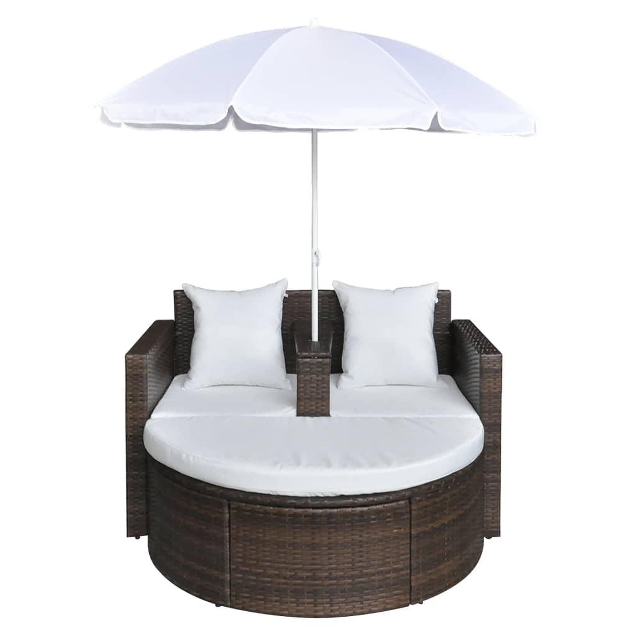 Voir la diapositive 3 : VIDAXL Lit de jardin avec parasol Marron Resine tressee