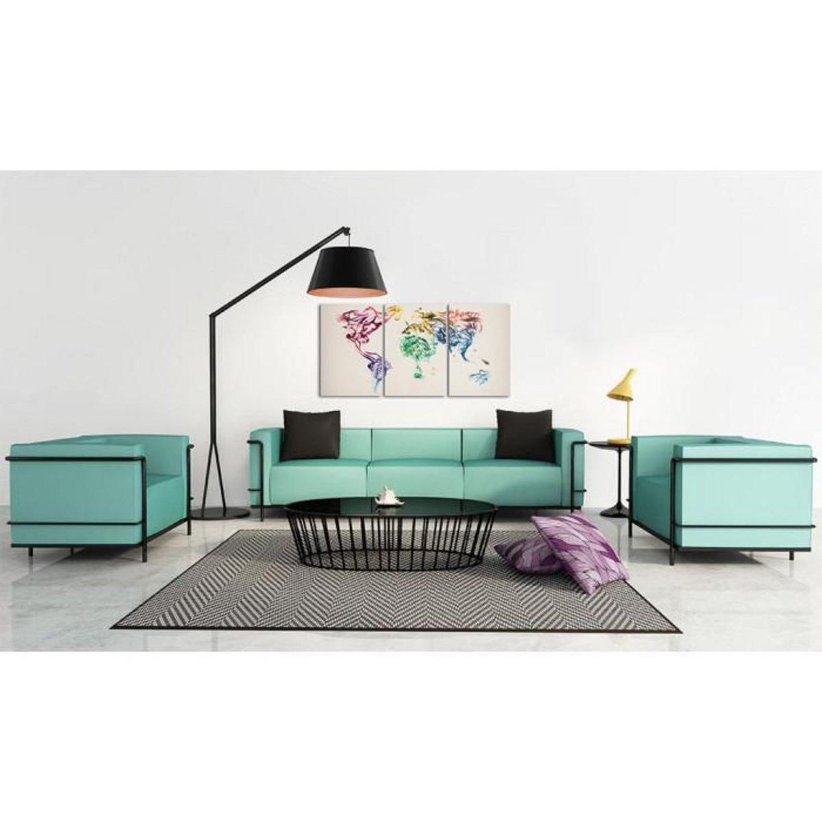 Paris Prix Tableau Imprimé  Carte du Monde Abstraite