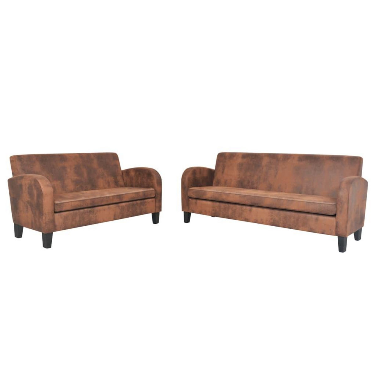 VIDAXL Ensemble de canapes 2 pcs Daim synthetique Marron