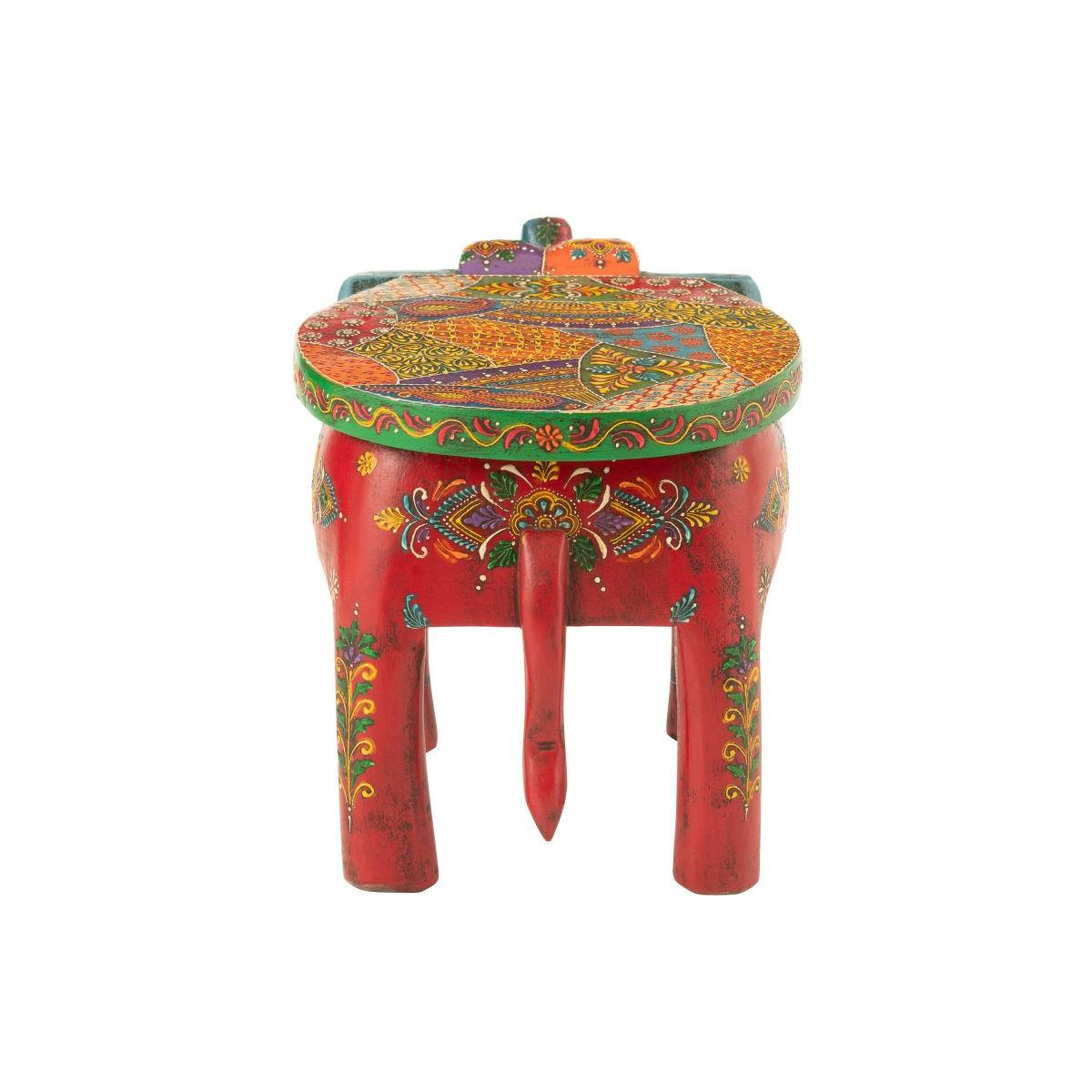 Voir la diapositive 4 : J-LINE Tabouret éléphant en bois  delhi  35cm multicolore