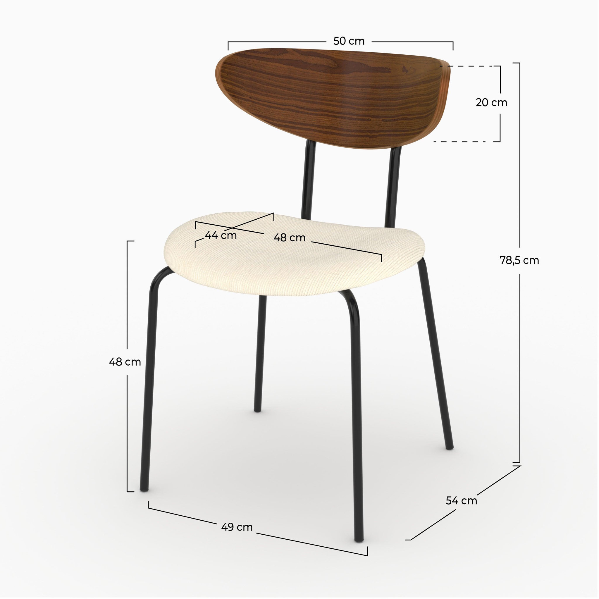 Voir la diapositive 4 : MAISON PAVANE Lot de 2 chaises en velours côtelé blanc crème et dossier en bois-jade