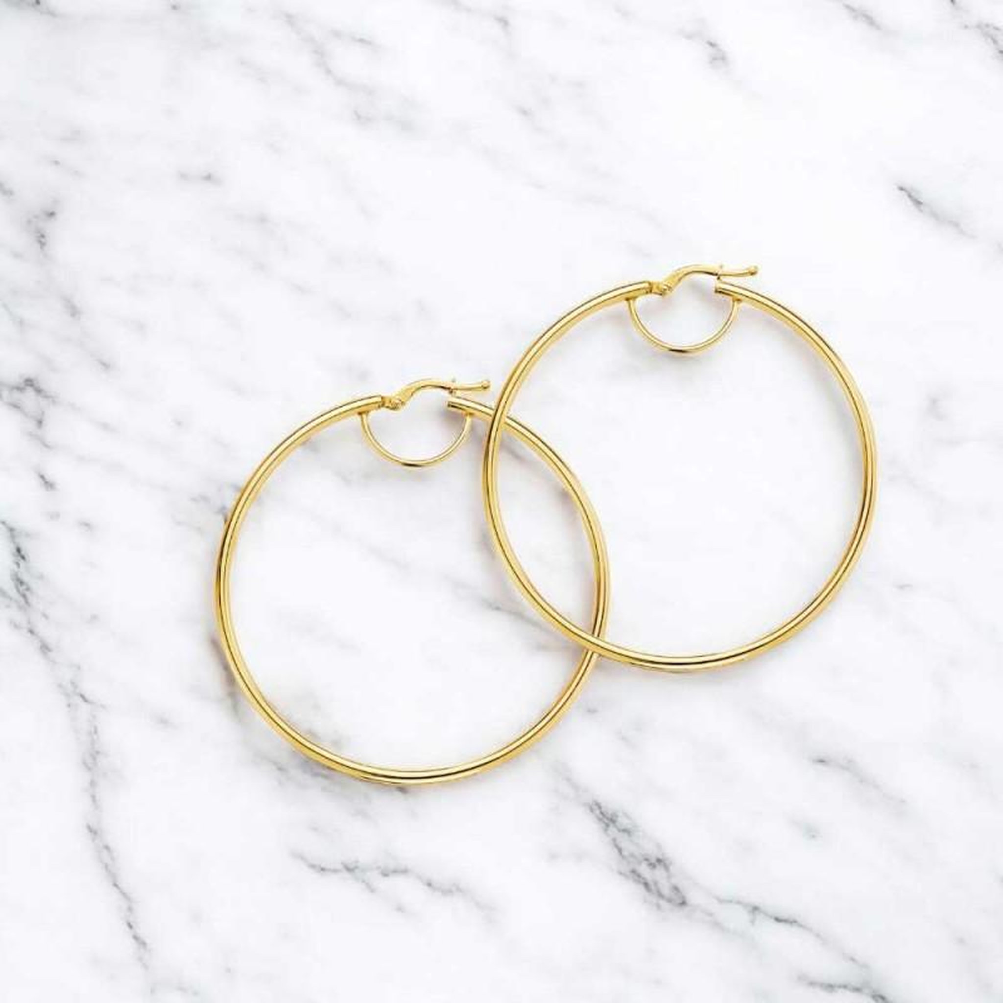 Voir la diapositive 4 : L'ATELIER D'AZUR Boucles d'Oreilles Créoles 6cm - Or Jaune - Femme