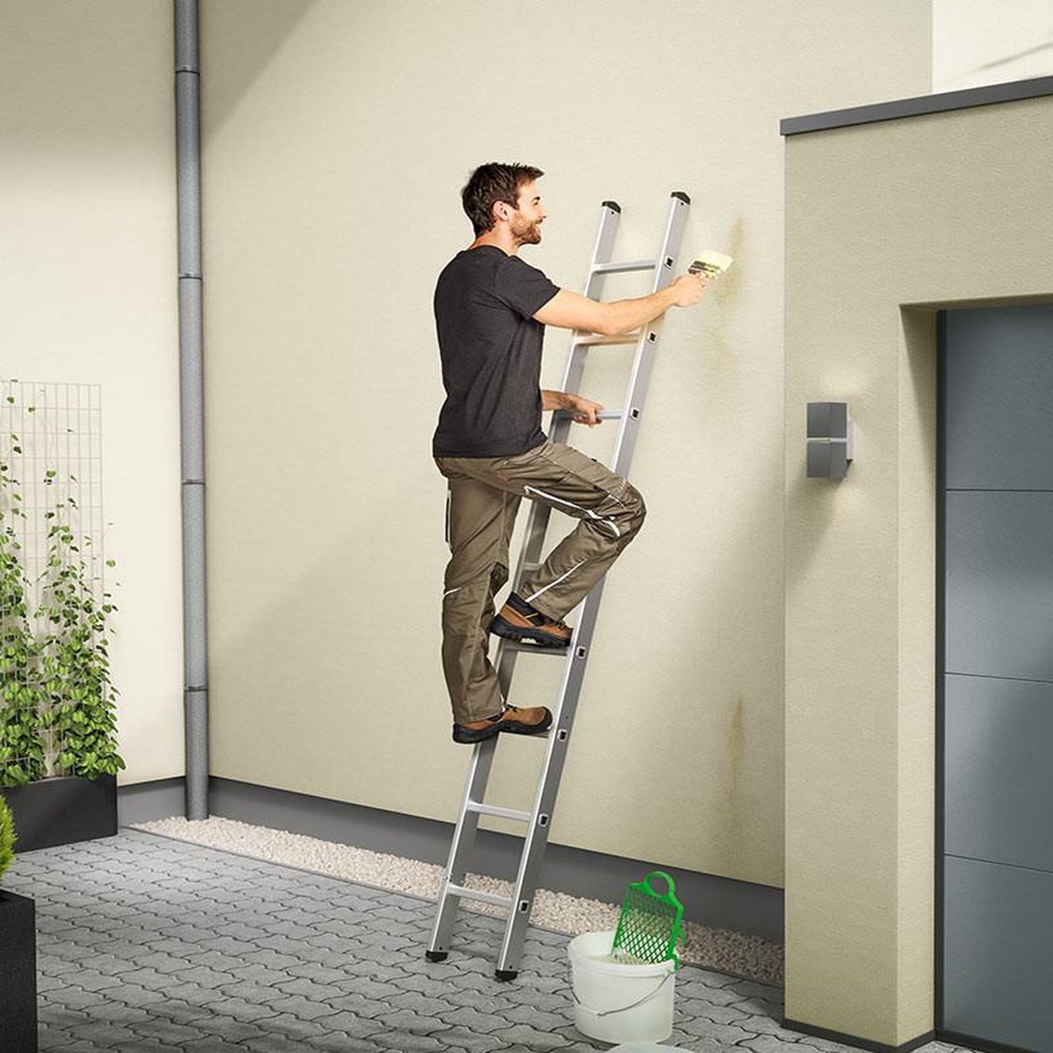 Voir la diapositive 5 : HAILO Echelle simple 9 échelons 2,6m/3,5m en alu professionnelle Hailo ProfiStep Uno