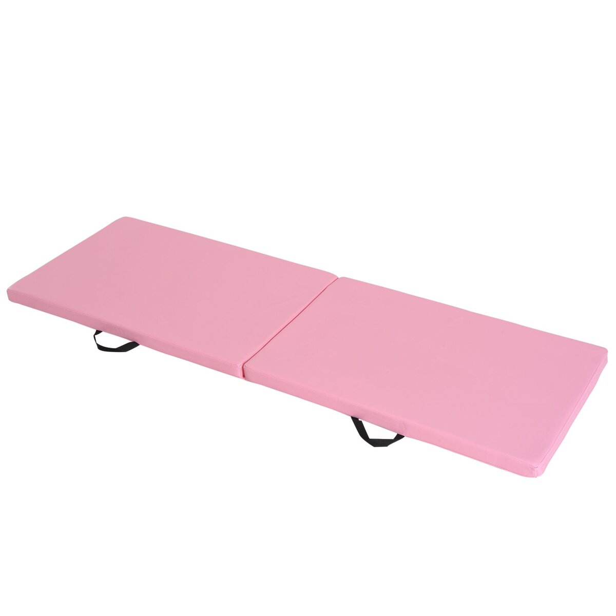 HOMCOM Tapis de gymnastique yoga pilates fitness pliable portable grand  confort 180L x 60l x 5H cm revêtement synthétique rose pas cher 