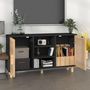 Voir la diapositive 3 : VIDAXL Buffet Noir 105x30x60 cm Bois de pin massif et rotin naturel