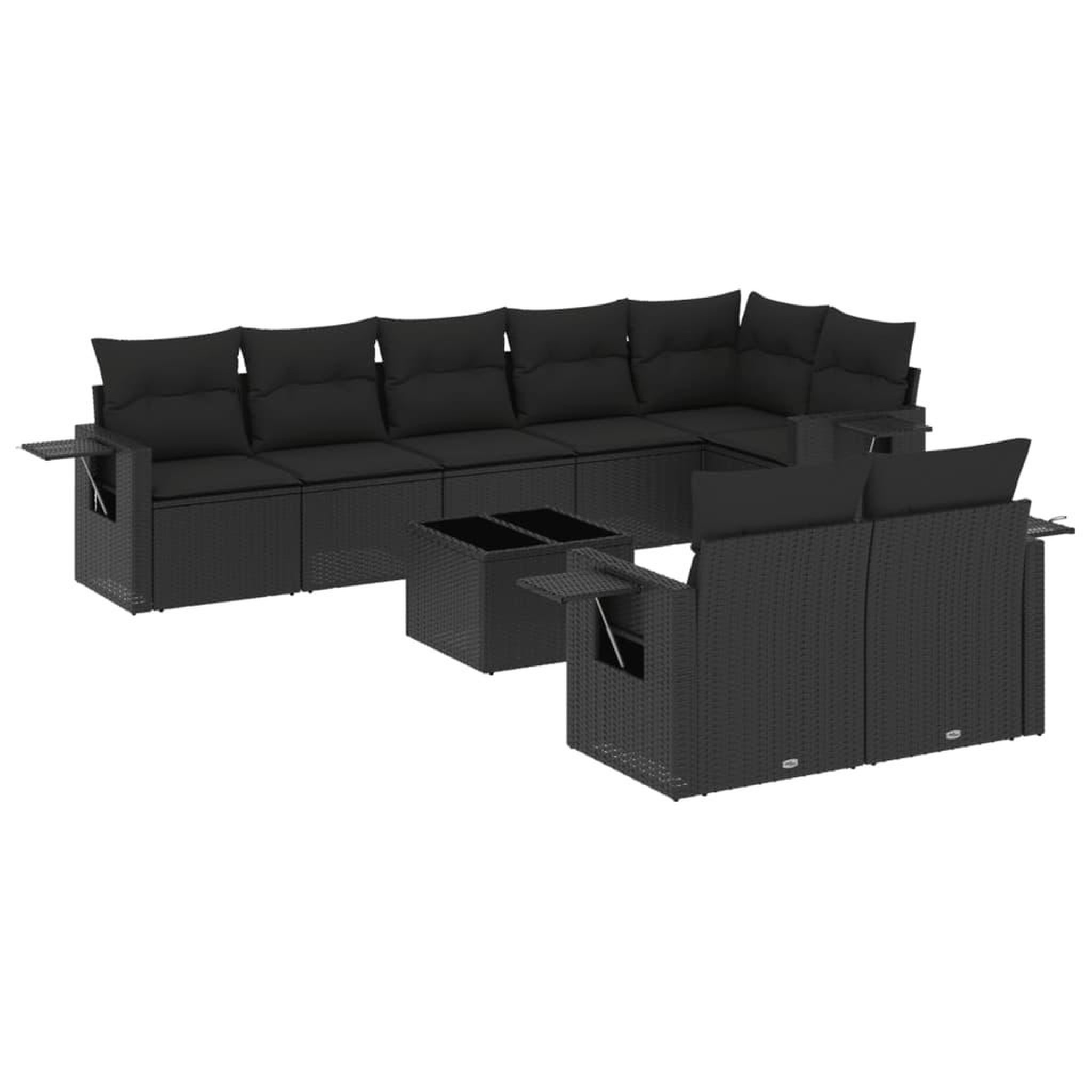 Voir la diapositive 2 : VIDAXL Salon de jardin 9 pcs avec coussins noir resine tressee