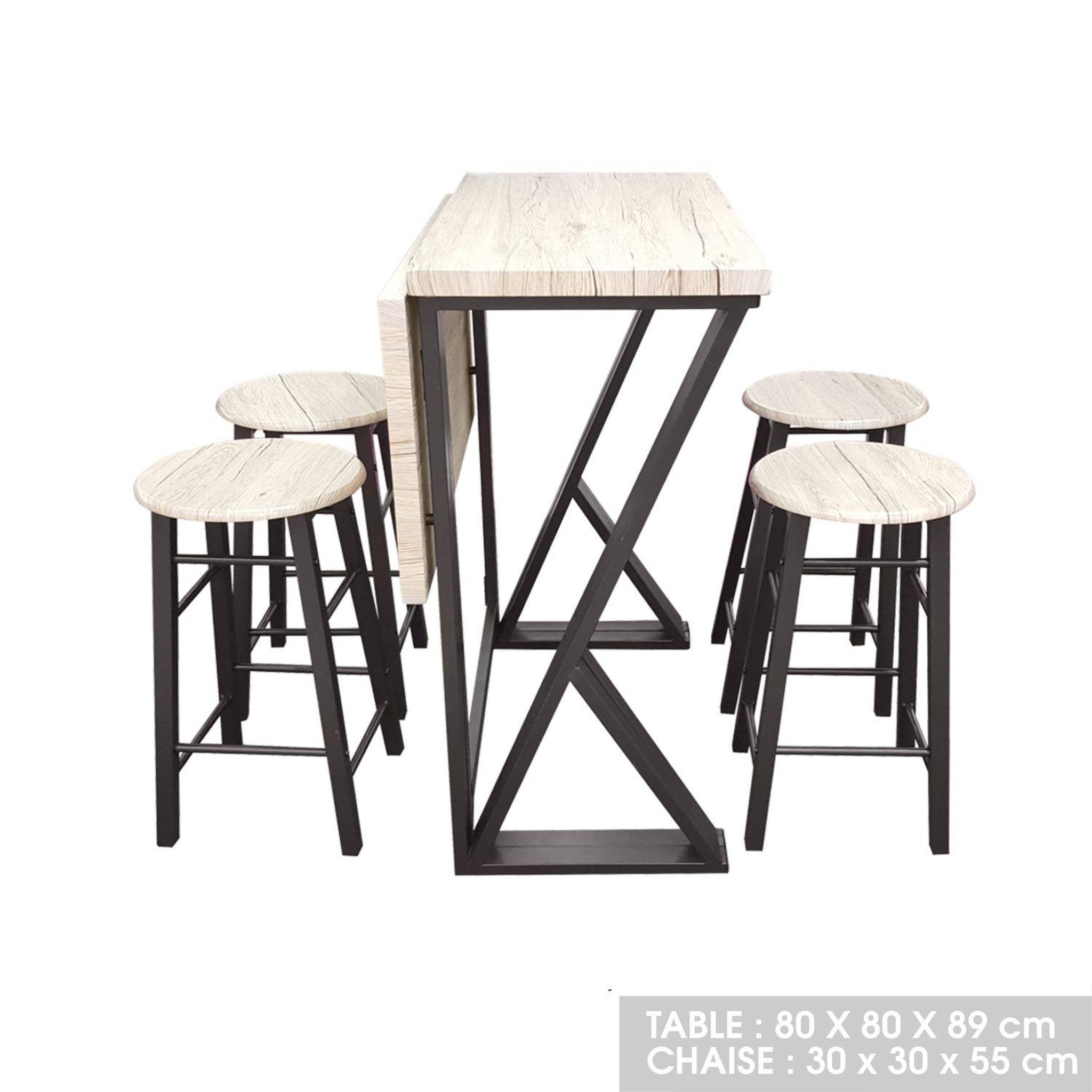 Voir la diapositive 2 : DIVERS Table haute avec tabourets design industriel Dock - 4 Personnes - Noir