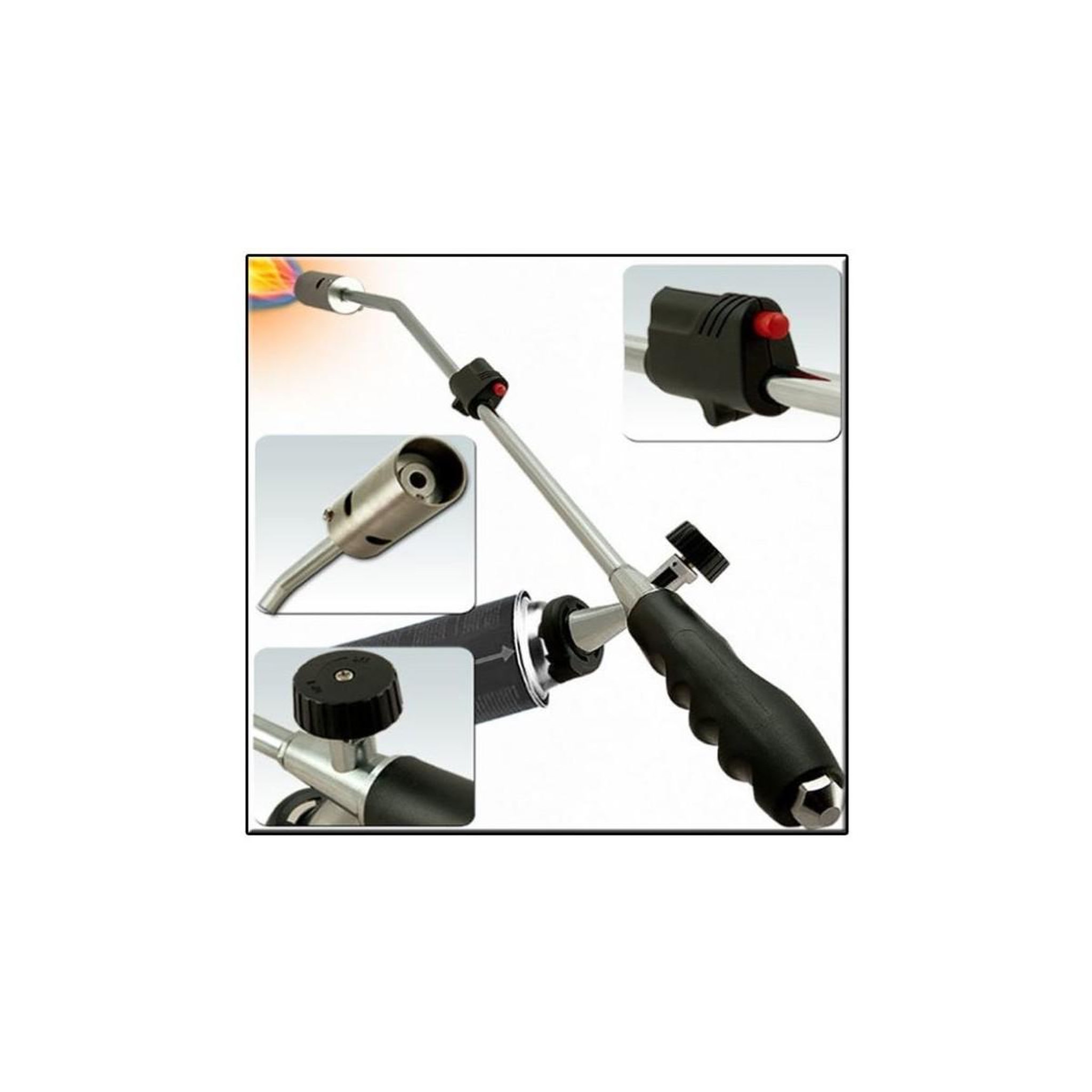 Voir la diapositive 3 : ALPENTECH Desherbeur thermique piezo chalumeau gaz + 4 recharges desherbant thermique brule herbes