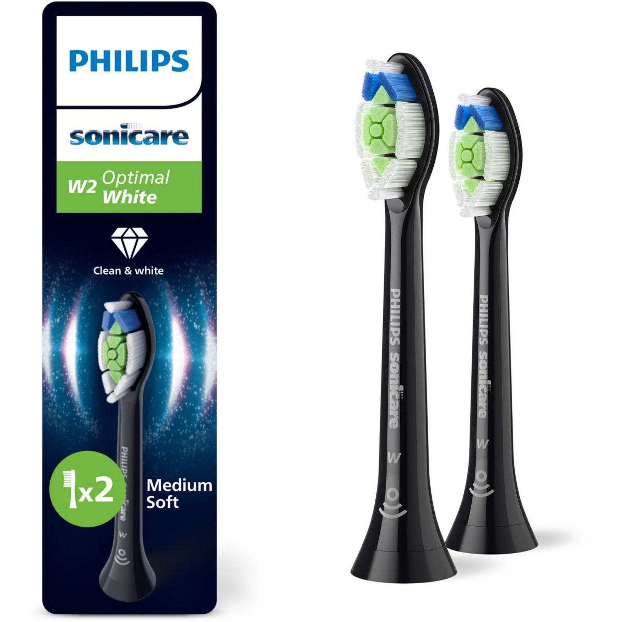 Philips Brossette dentaire sonicare lot de 2 - hx6062/88 black optimal w2