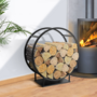 Voir la diapositive 2 : ID MARKET Range bûches rond 70 x 30 x 75 cm étagère à bois en acier noir