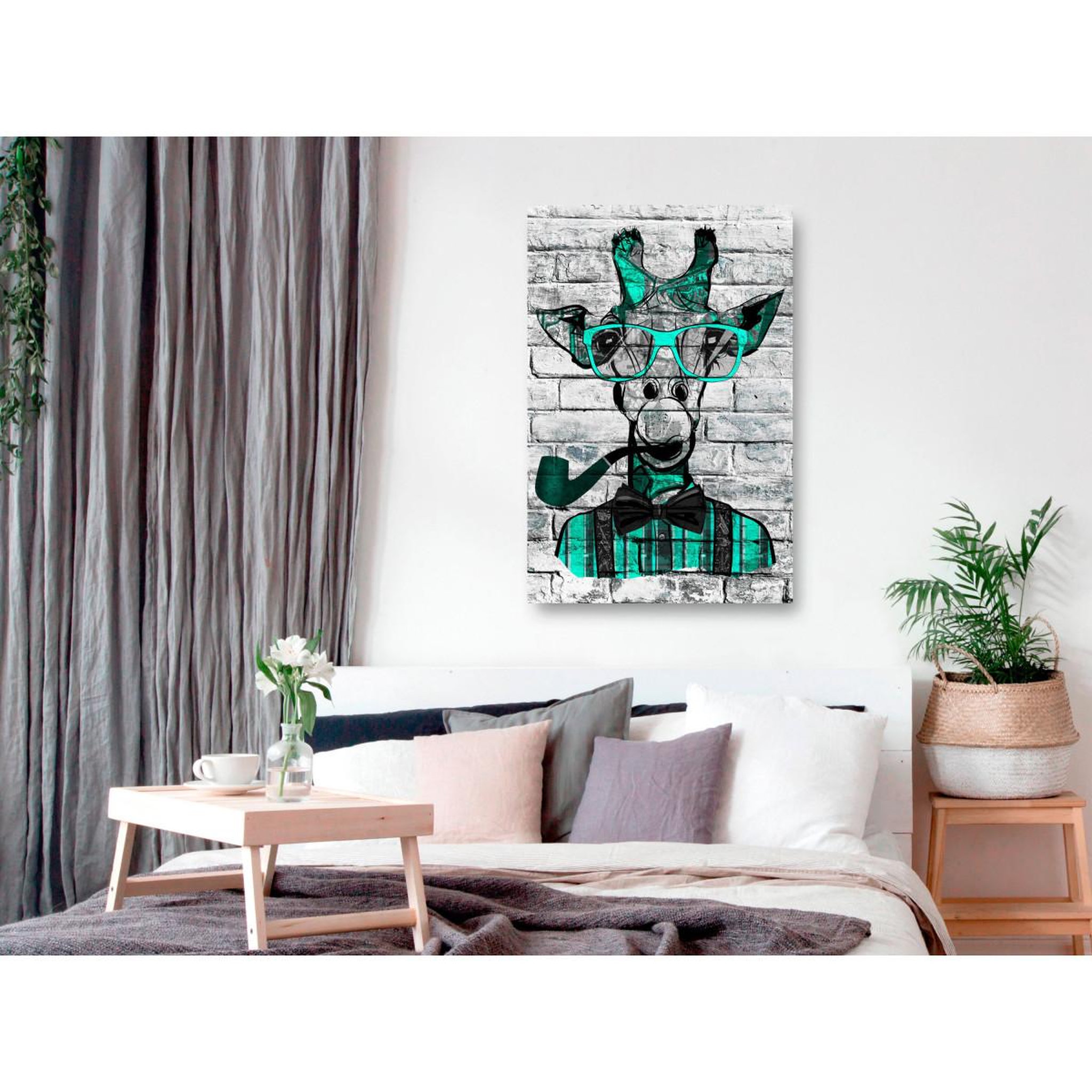 Voir la diapositive 2 : Paris Prix Tableau imprimé  giraffe with pipe green
