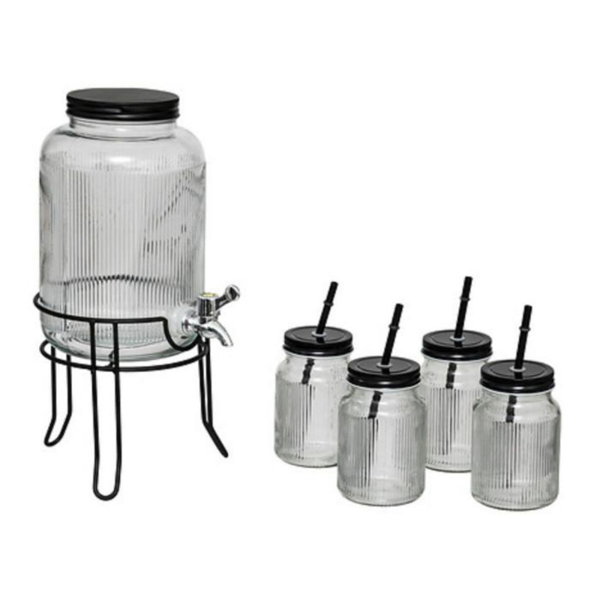 SECRET DE GOURMET Distributeur de Boisson & 4 Chopes  Verre  4L Transparent