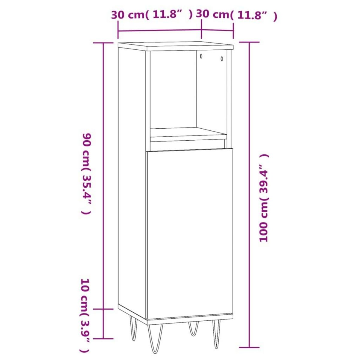 VIDAXL Armoire de salle de bain blanc brillant 30x30x100 cm