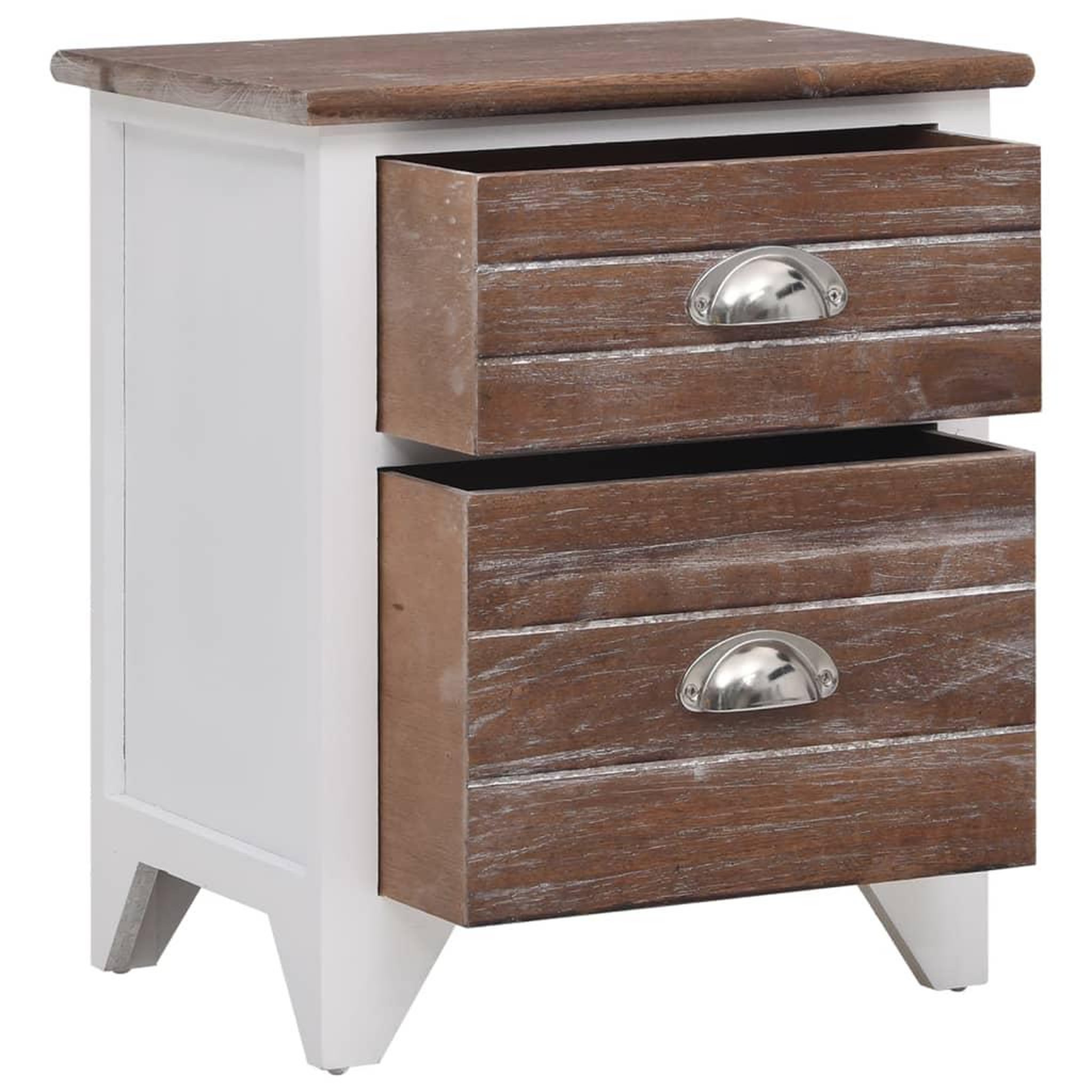 Voir la diapositive 4 : VIDAXL Table de chevet 2 pcs avec 2 tiroirs Marron et blanc
