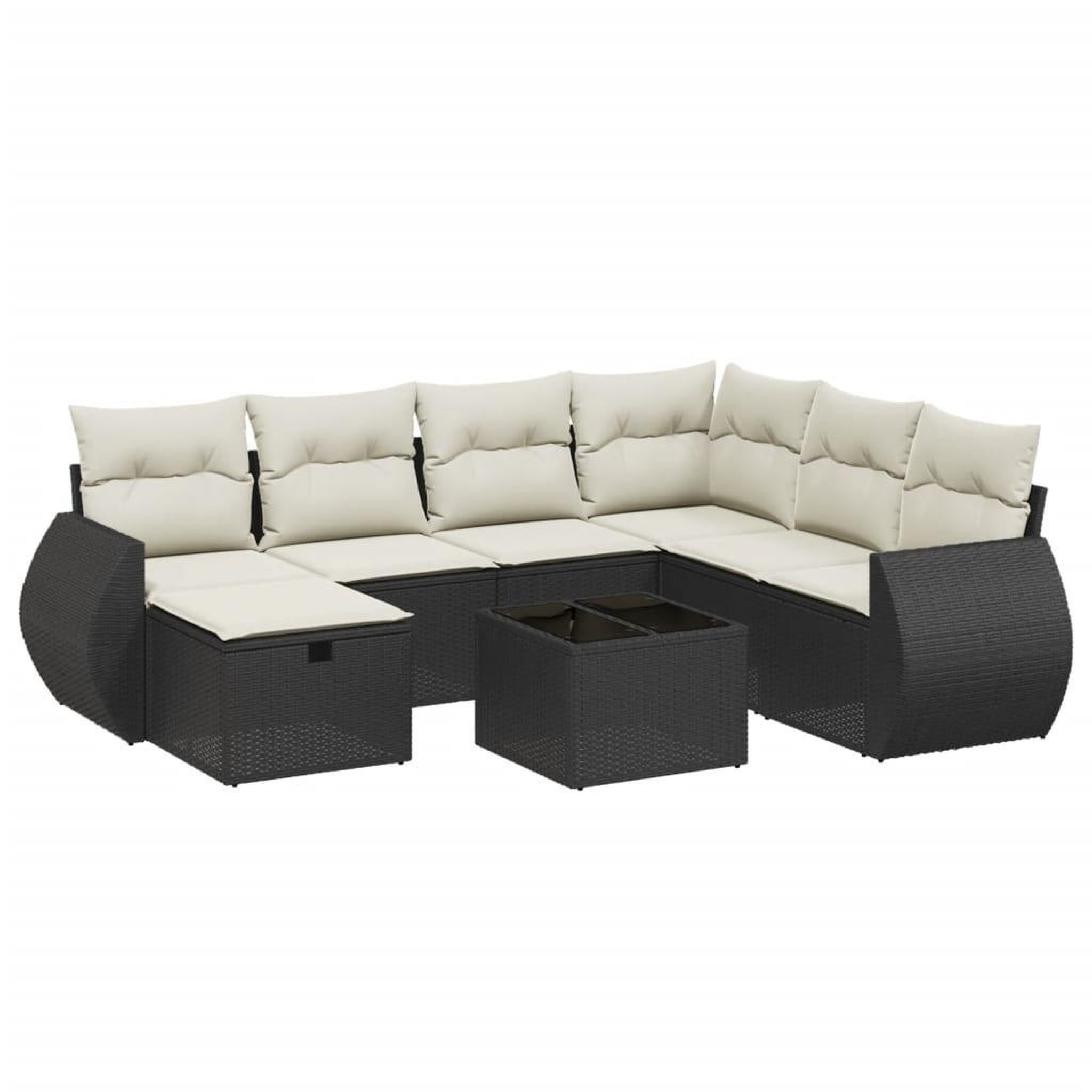 Voir la diapositive 2 : VIDAXL Salon de jardin 8 pcs avec coussins noir resine tressee