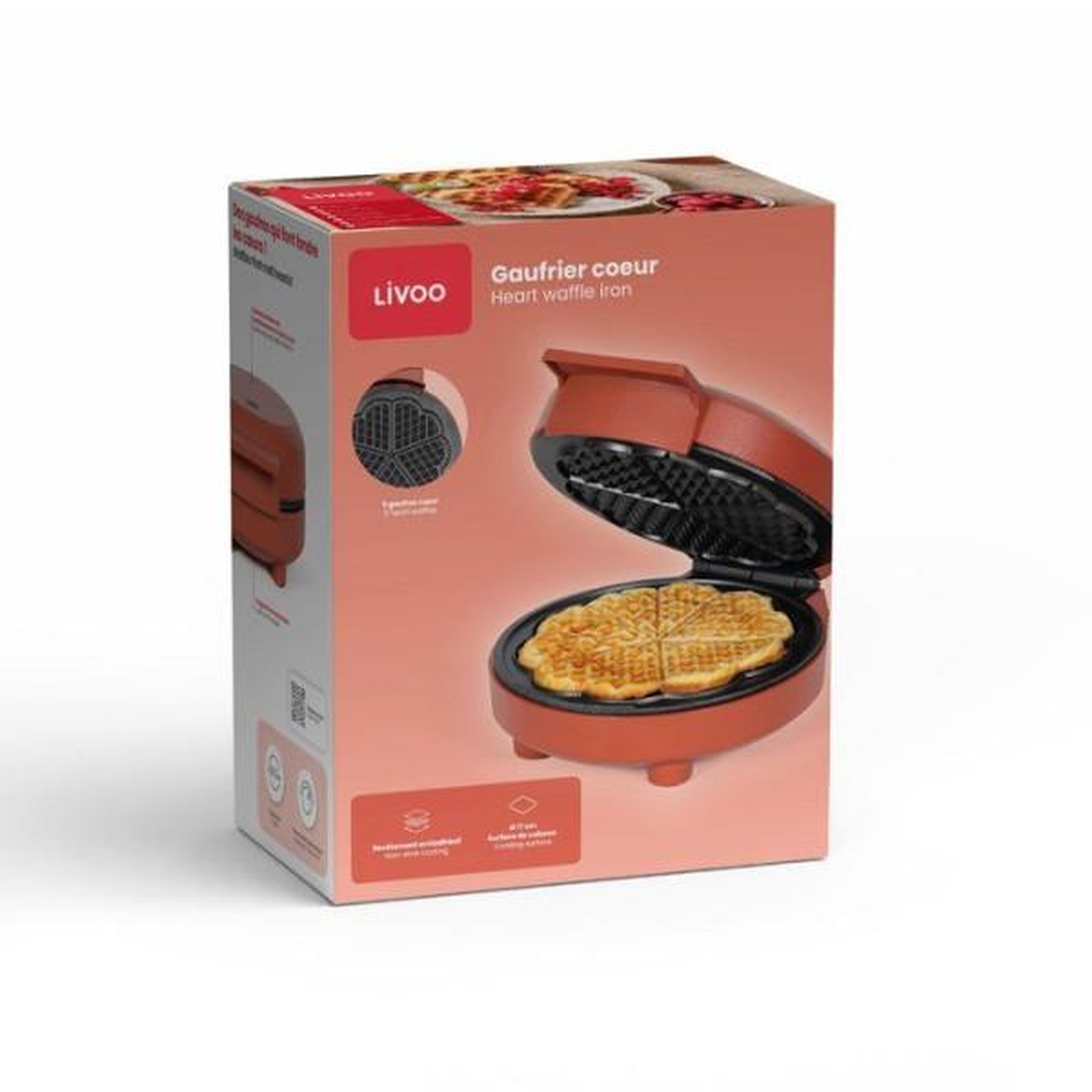 Voir la diapositive 5 : LIVOO Gaufrier coeur 1000w rouge - dop255r