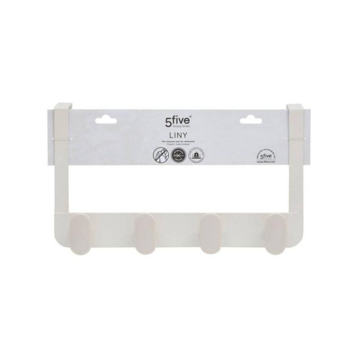 FIVE Patère de Porte 4 Crochets  Liny  35cm Argile