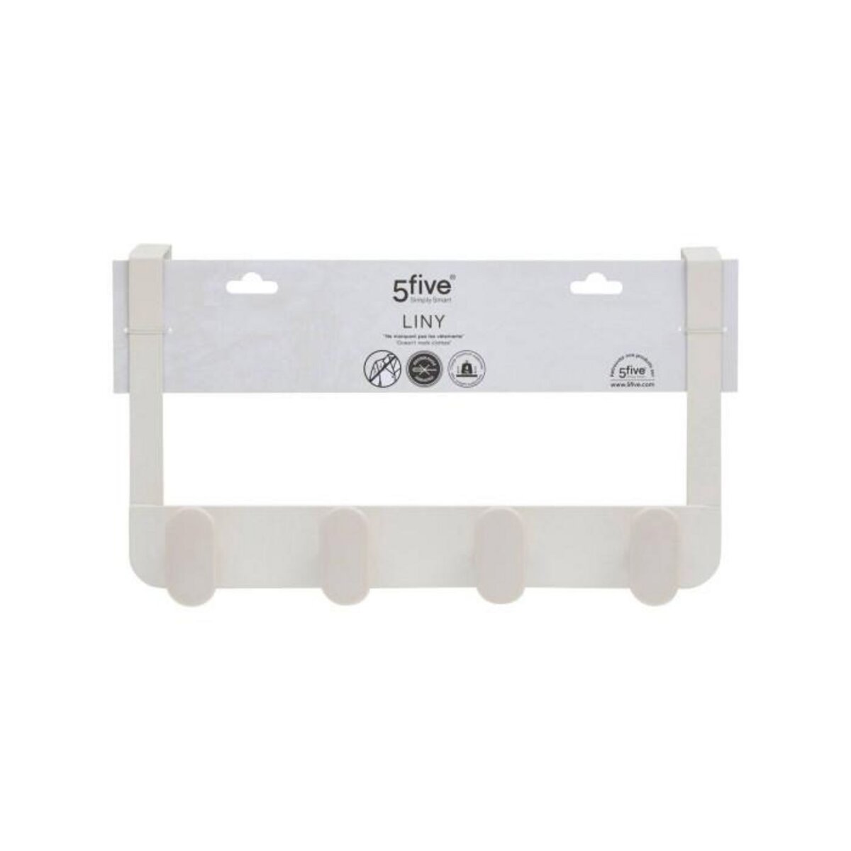 FIVE Patère de Porte 4 Crochets  Liny  35cm Argile