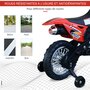 HOMCOM Motocross électrique 35 W enfant 3 à 6 ans dim. 109L x 52,5l x 70,5H cm roulettes amovibles rouge